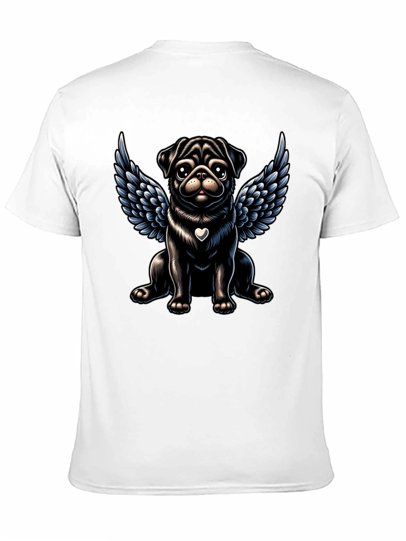Angel Pug Graphic Tee - Black Cotton T-Shirt