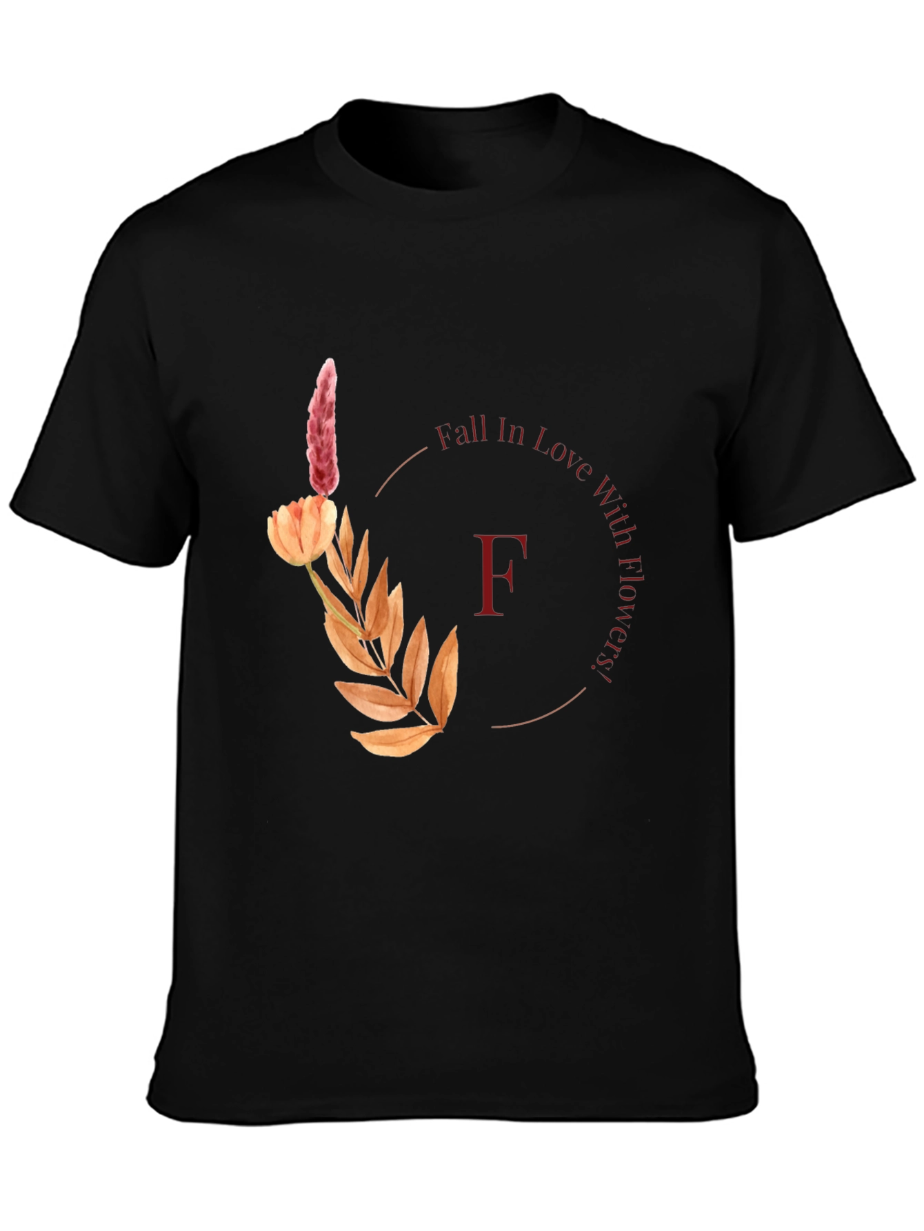 Fall In Love With Flowers Black T-Shirt