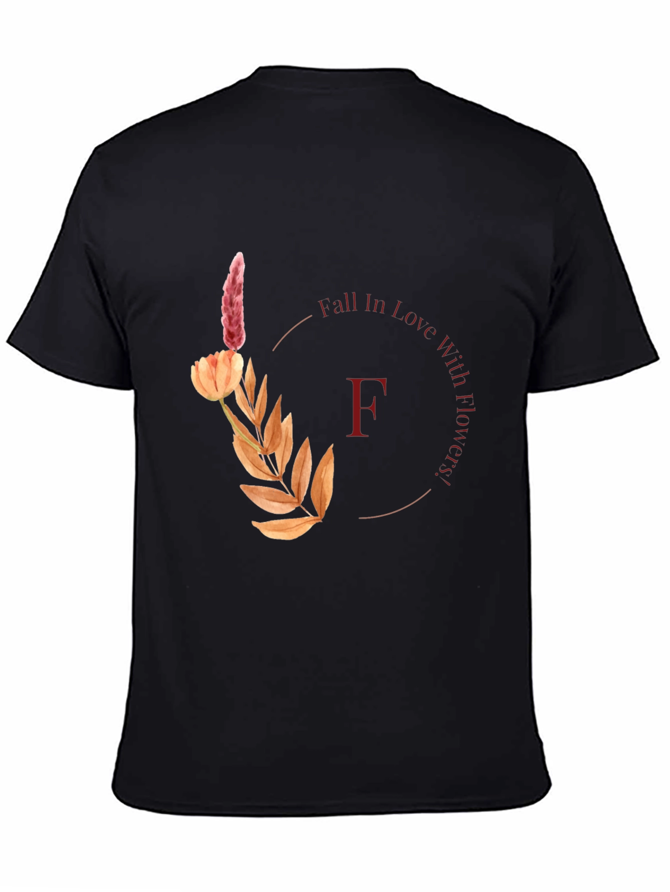 Fall In Love With Flowers Black T-Shirt