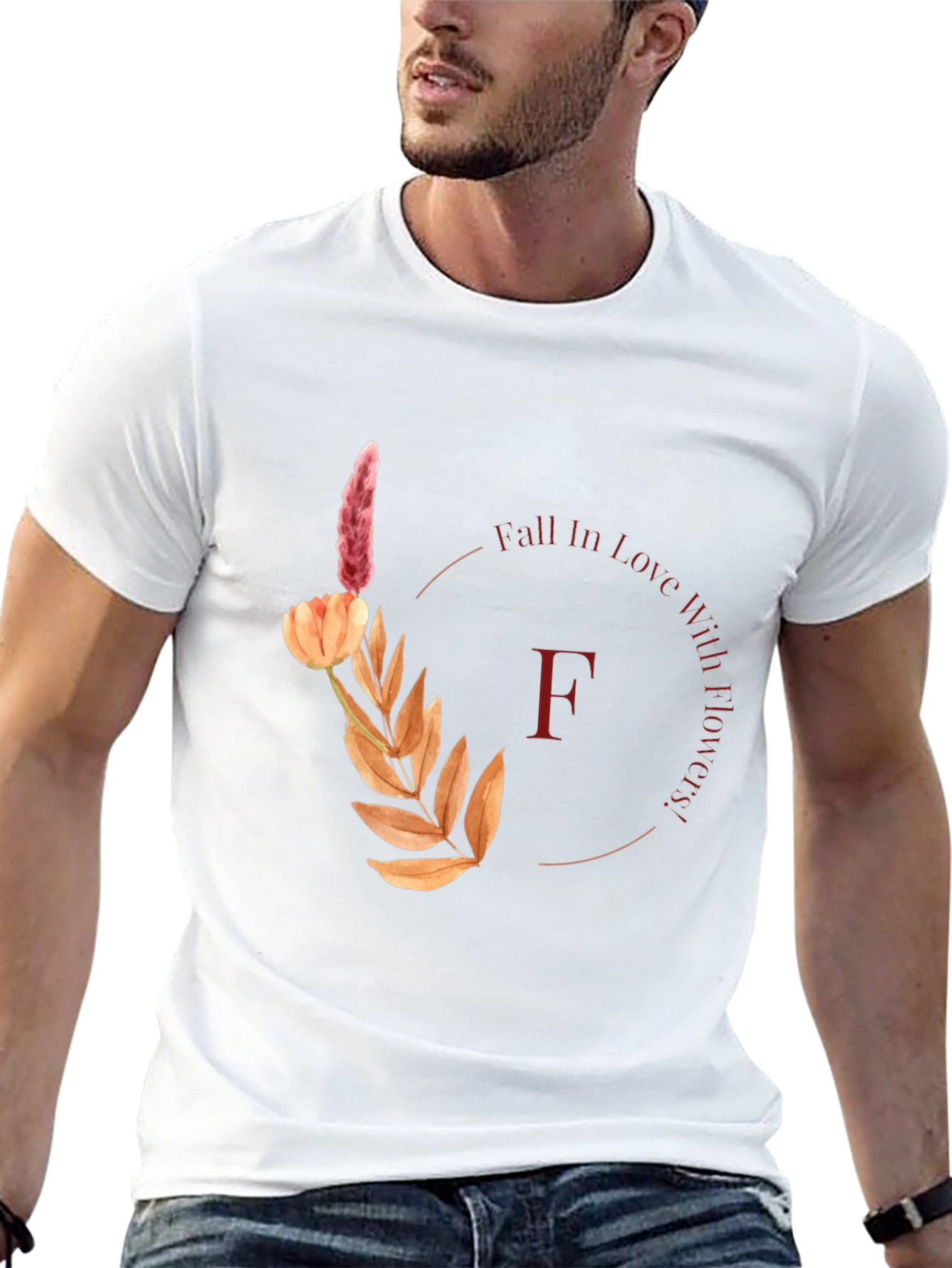 Fall In Love With Flowers Black T-Shirt