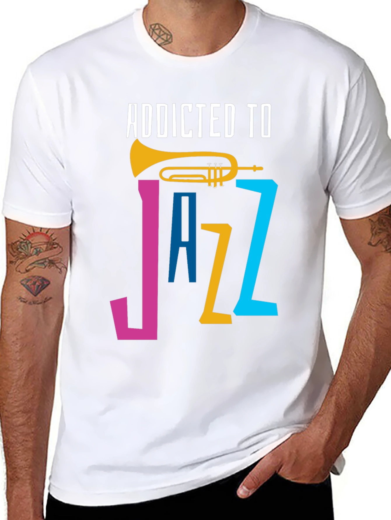 Addicted to Jazz Graphic T-Shirt - Music Lover Tee
