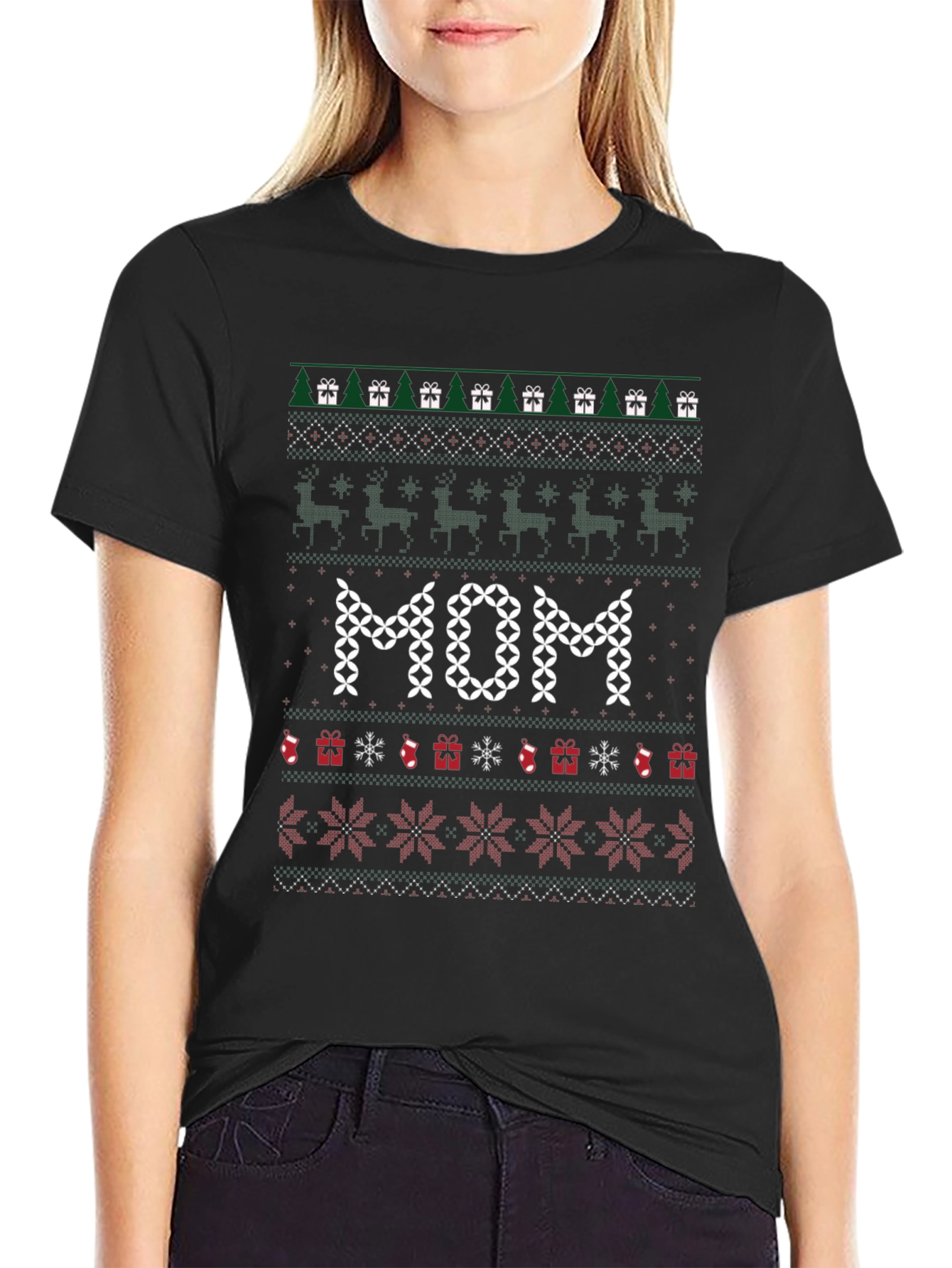 Mom Ugly Christmas Sweater Style T-Shirt