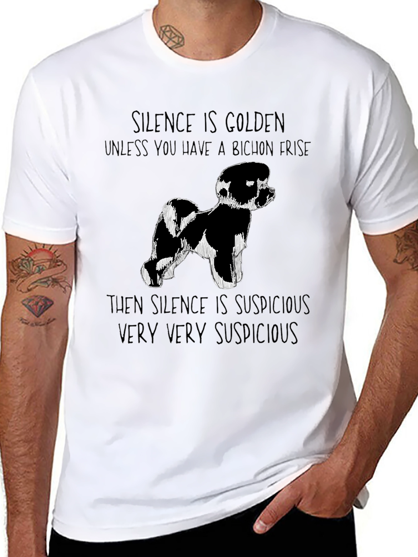 Bichon Frise Silence T-Shirt Funny Dog Tee