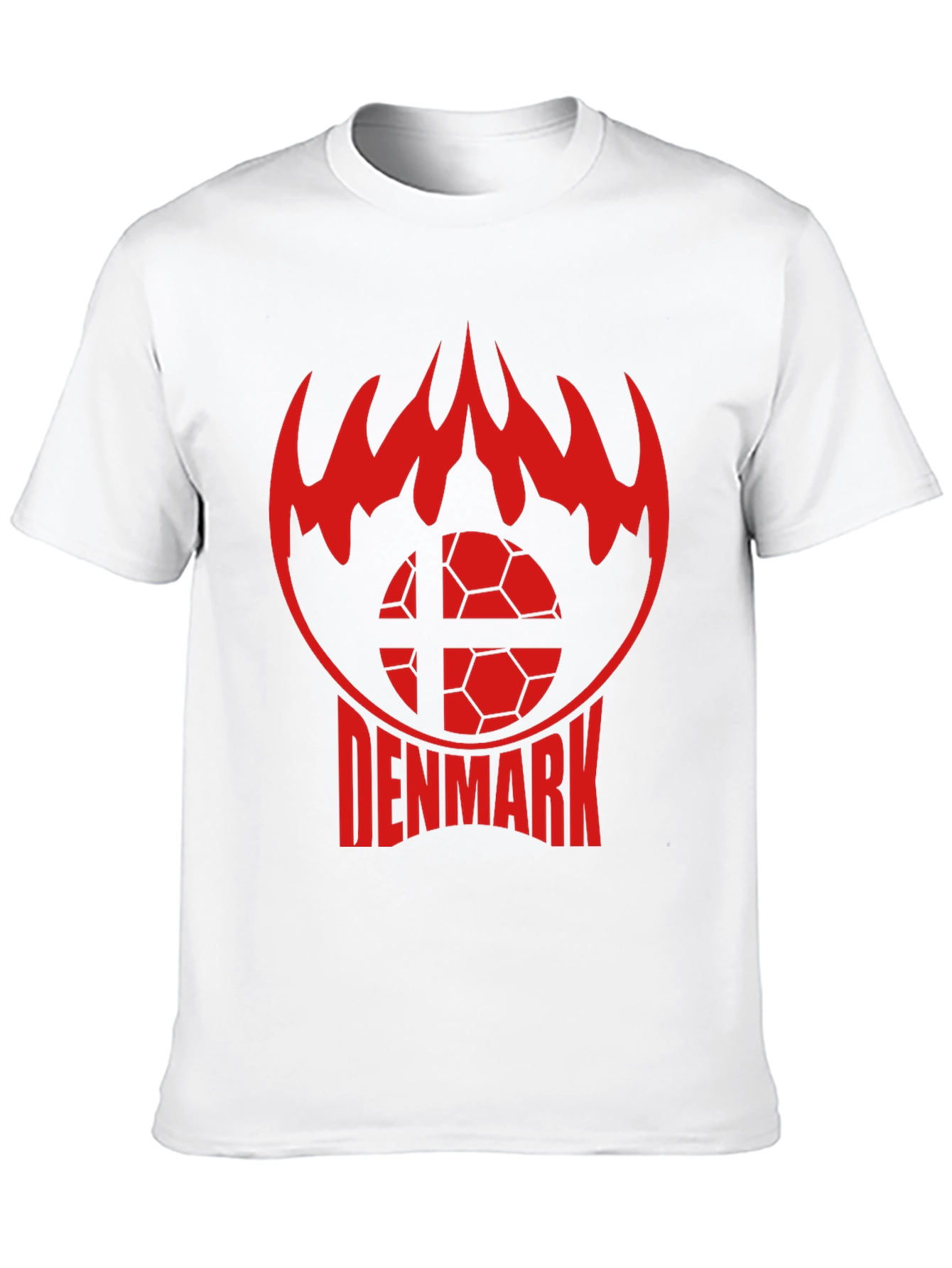 Denmark Soccer T-Shirt - Red Flames Graphic Tee