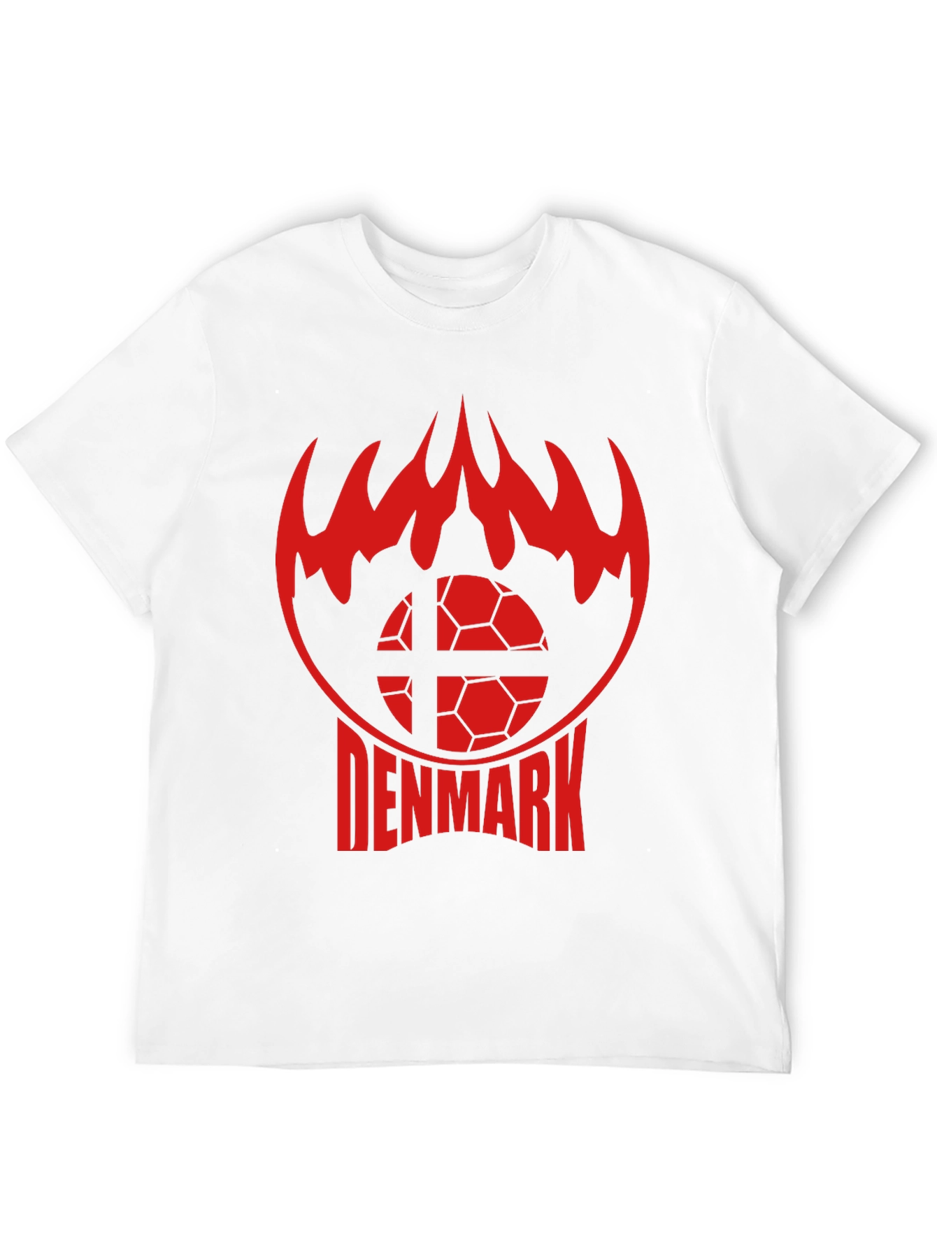 Denmark Soccer T-Shirt - Red Flames Graphic Tee