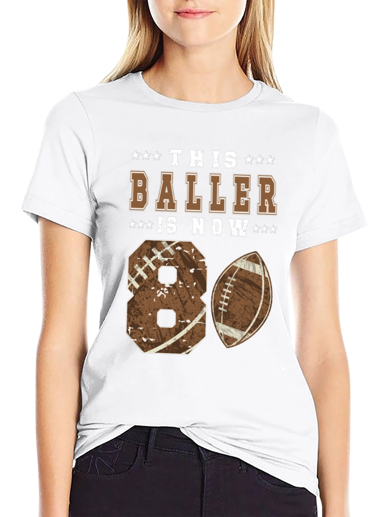 80th Birthday Football Baller T-Shirt