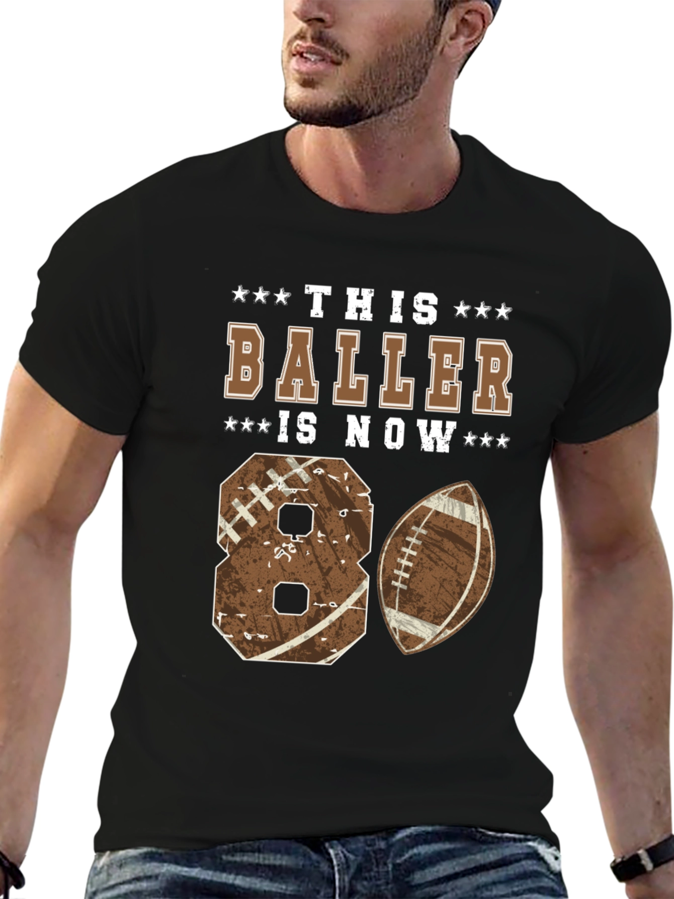 80th Birthday Football Baller T-Shirt