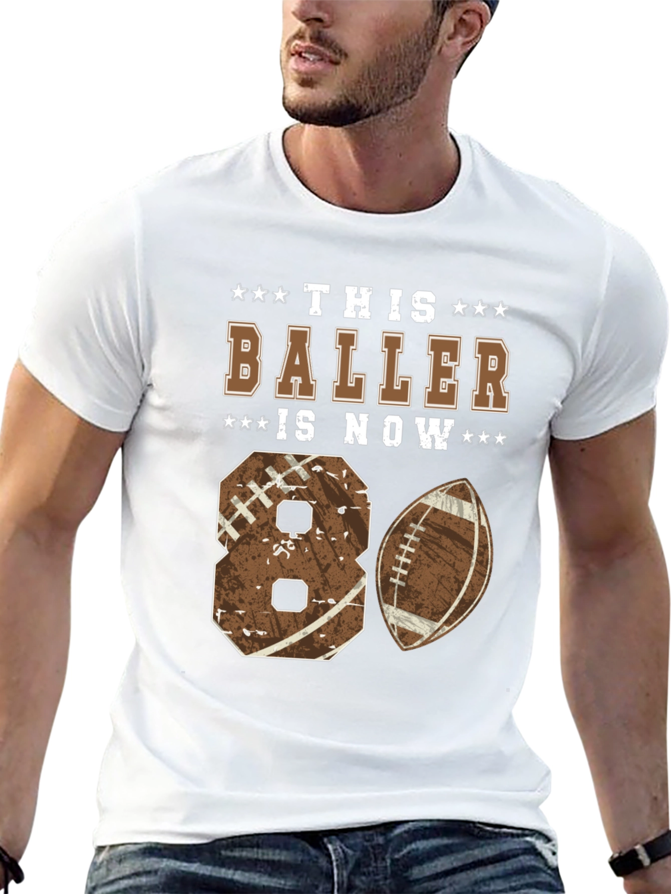 80th Birthday Football Baller T-Shirt