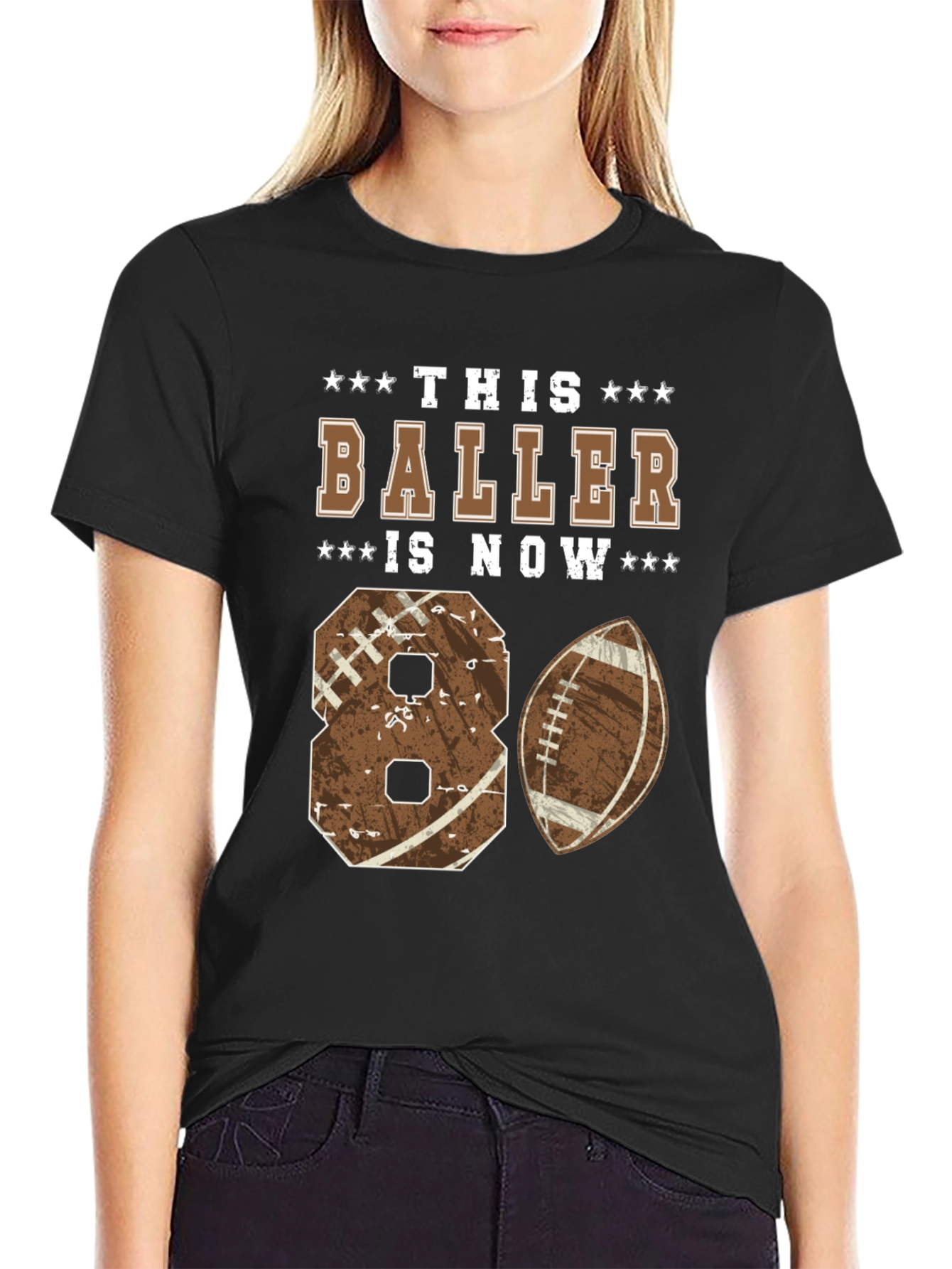 80th Birthday Football Baller T-Shirt