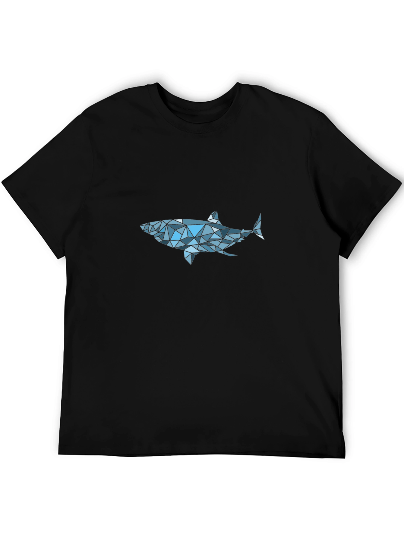 Geometric Shark Graphic Tee - Black