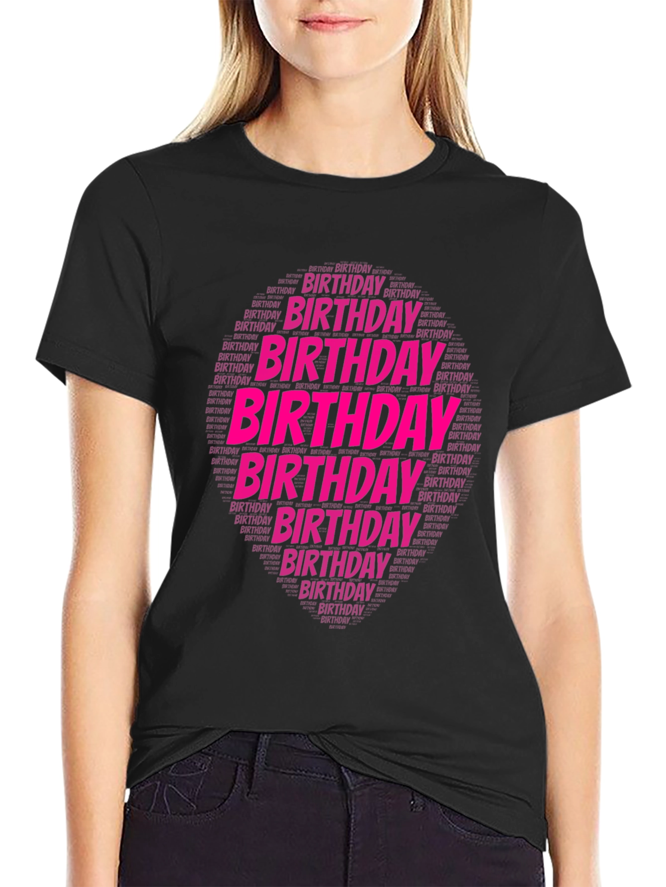 Birthday Word Art Black T-Shirt