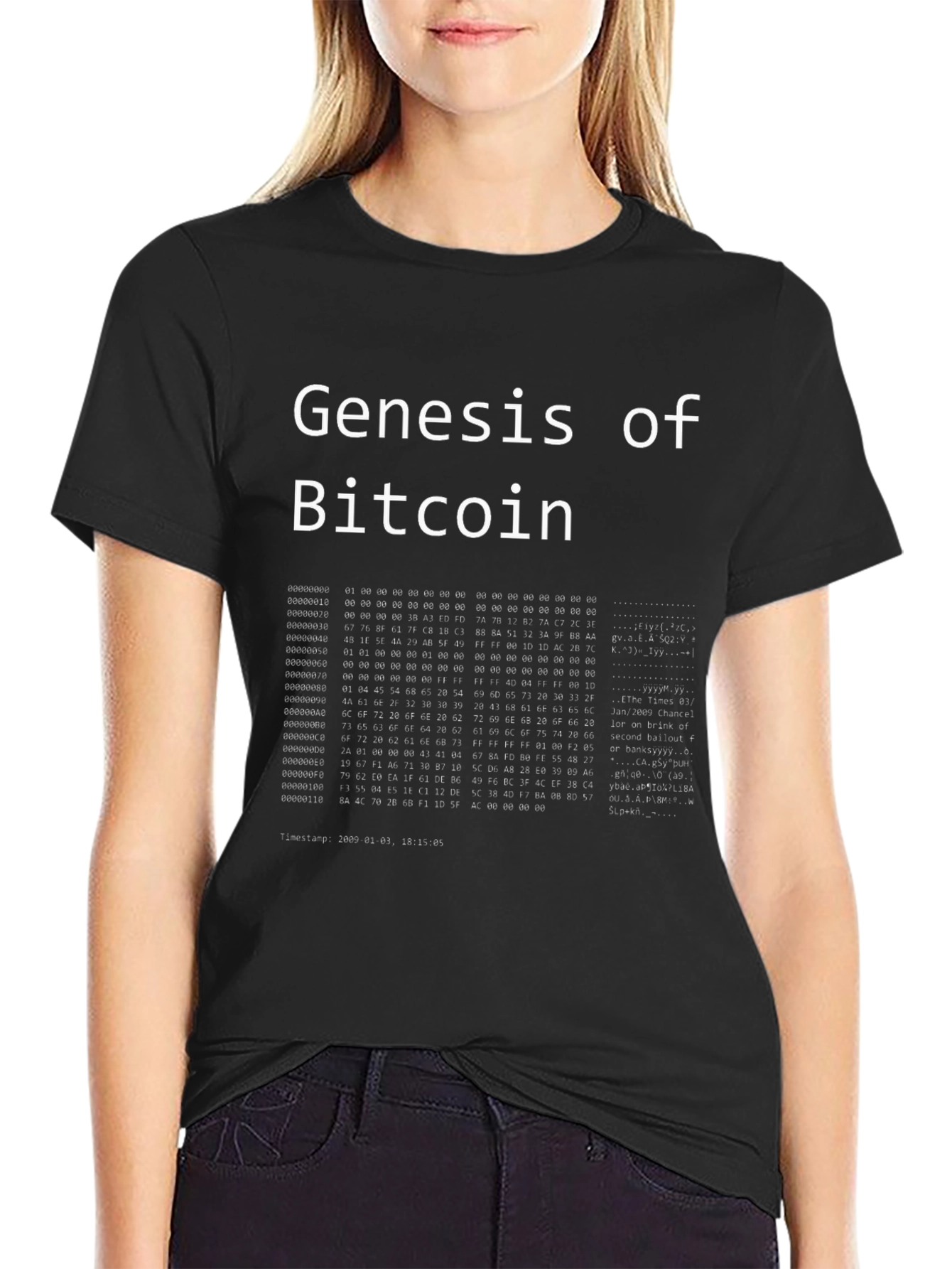 Genesis of Bitcoin Black T-Shirt Crypto
