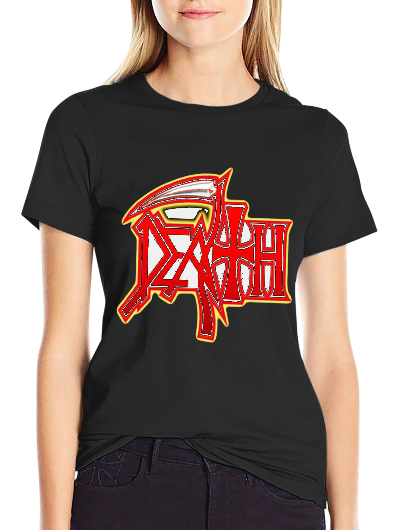 Black Graphic Tee - Death Metal Band Logo