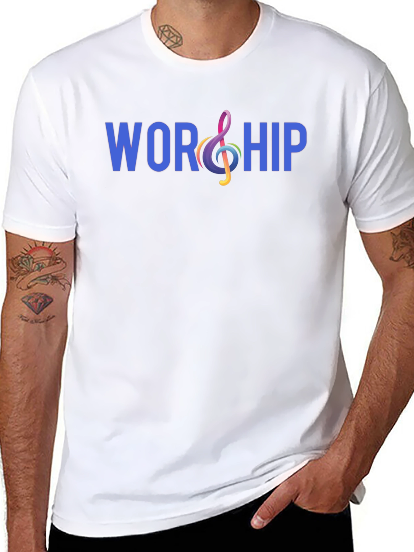 Worship Treble Clef Graphic T-Shirt - Black