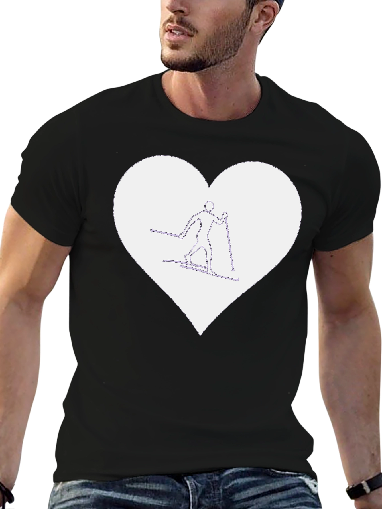 Heart Ski T-Shirt - Black Graphic Tee