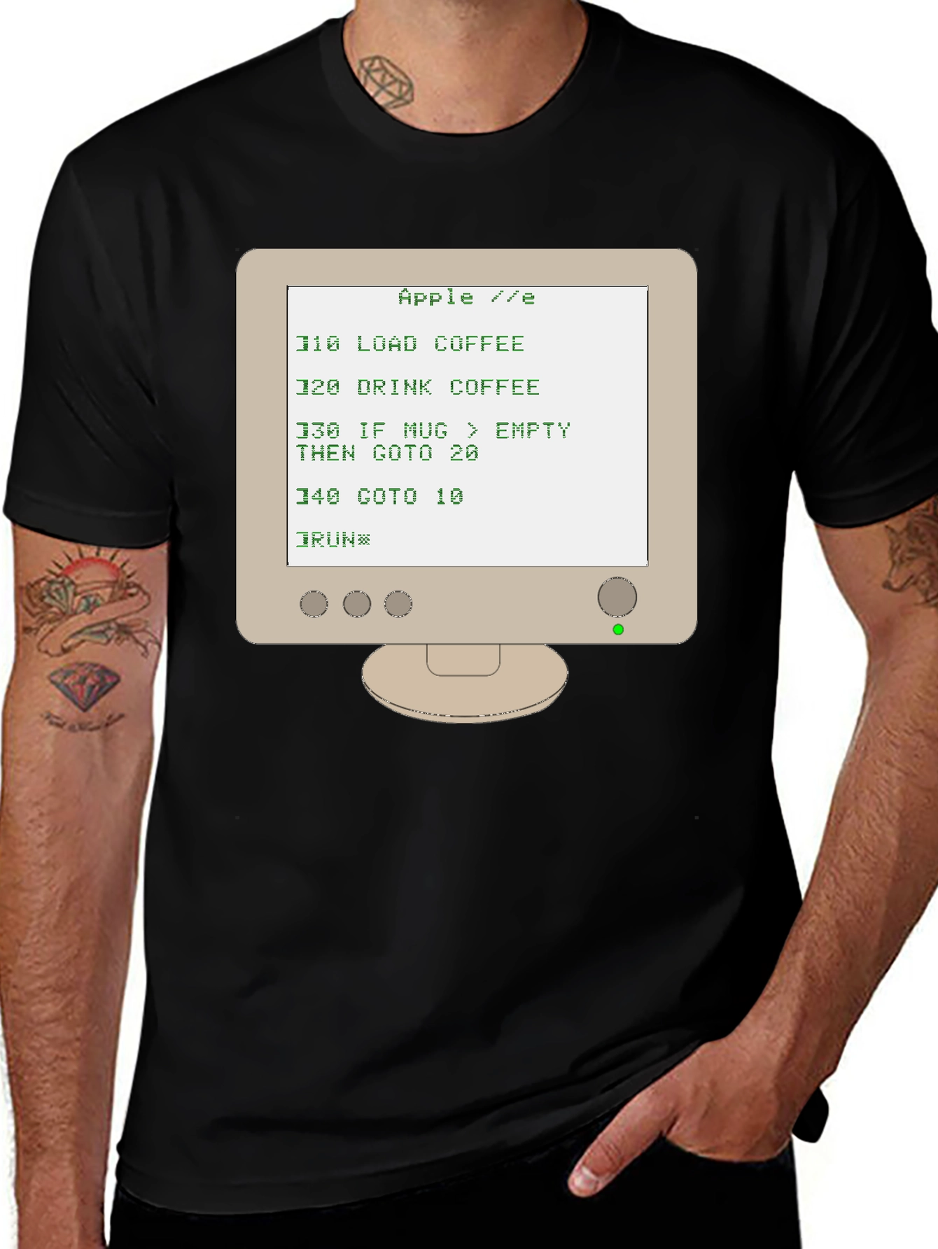 Retro Computer T-Shirt - Apple IIe BASIC Code