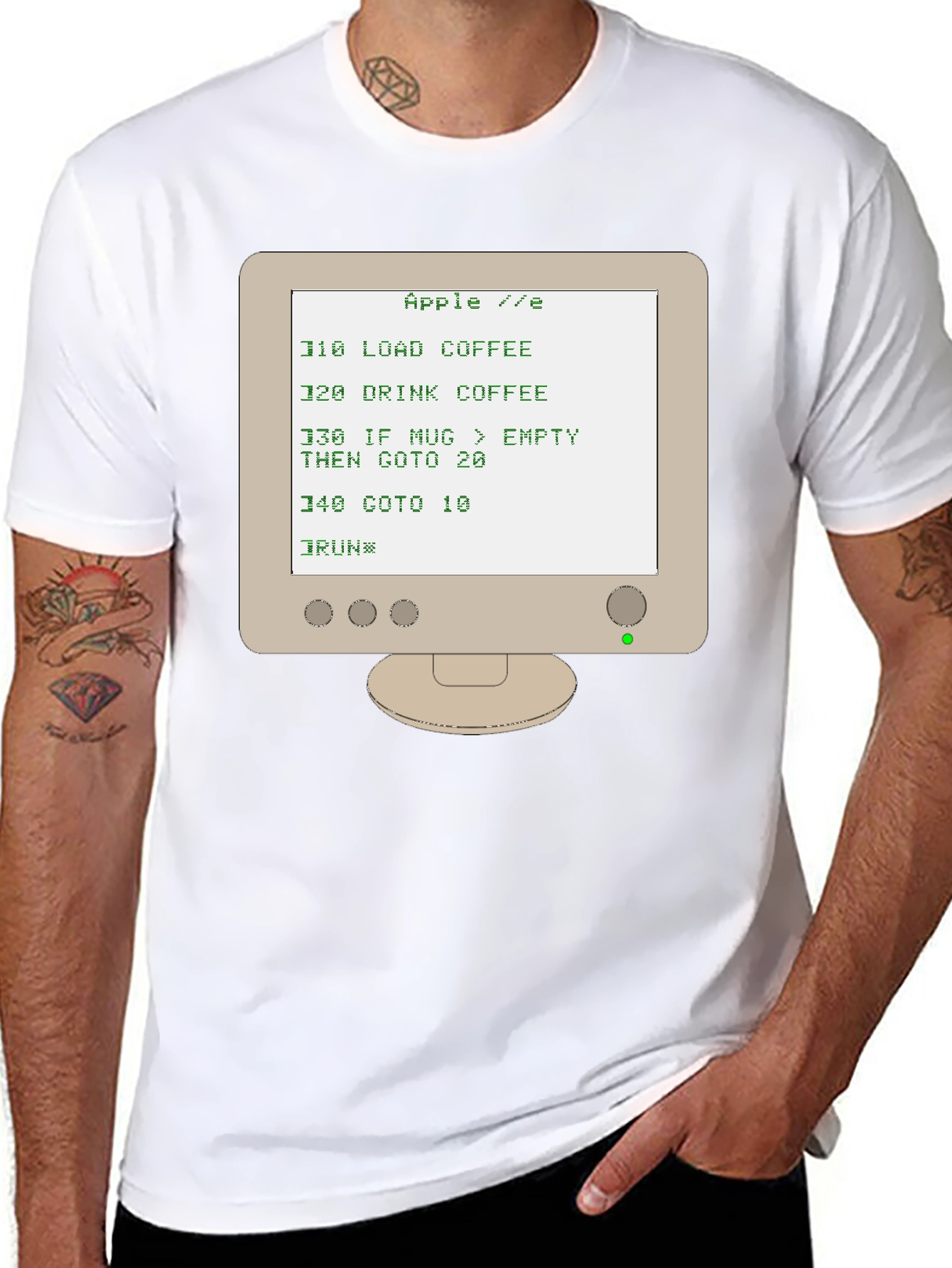 Retro Computer T-Shirt - Apple IIe BASIC Code