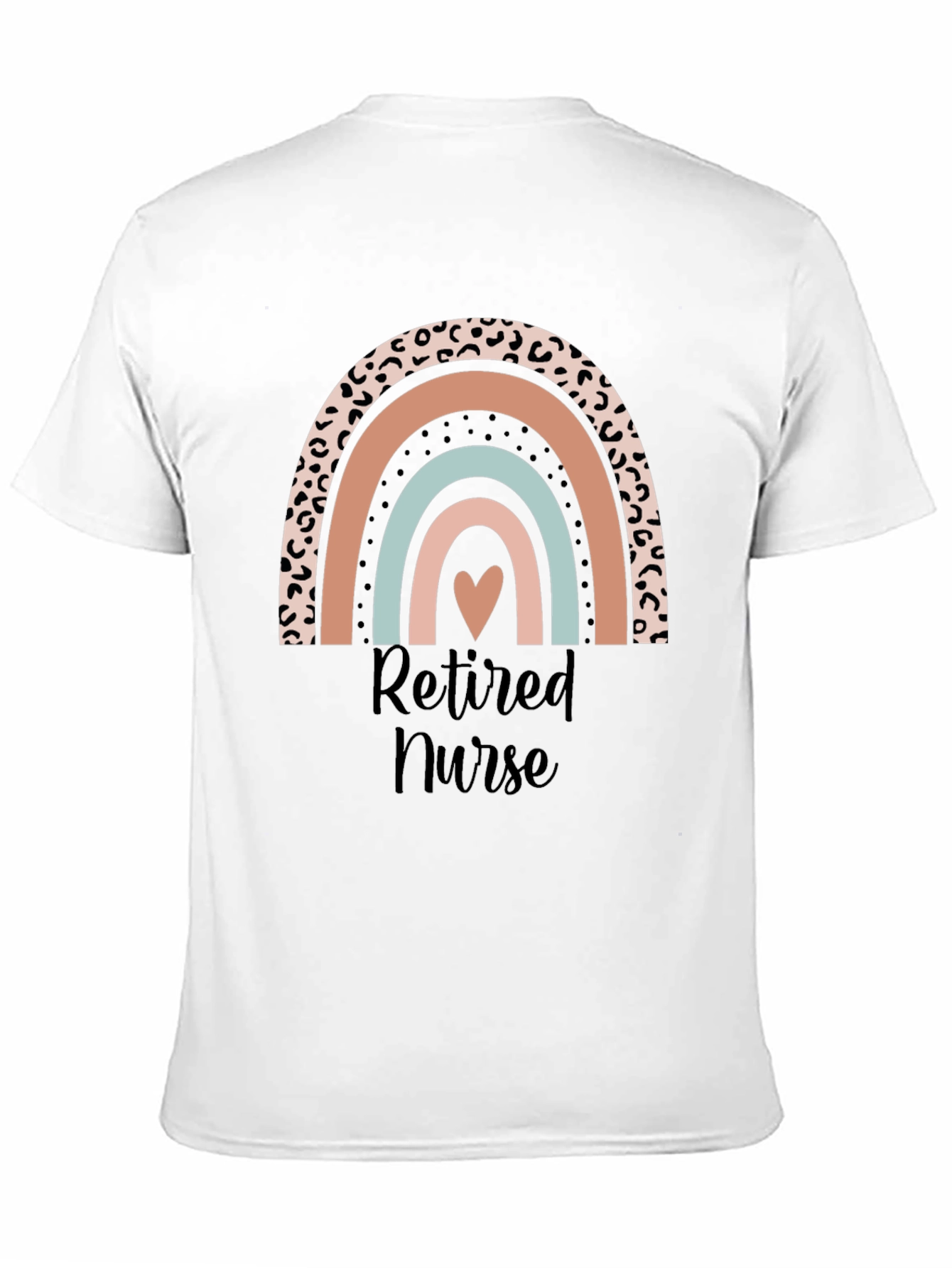 Retired Nurse Rainbow Heart Graphic T-Shirt