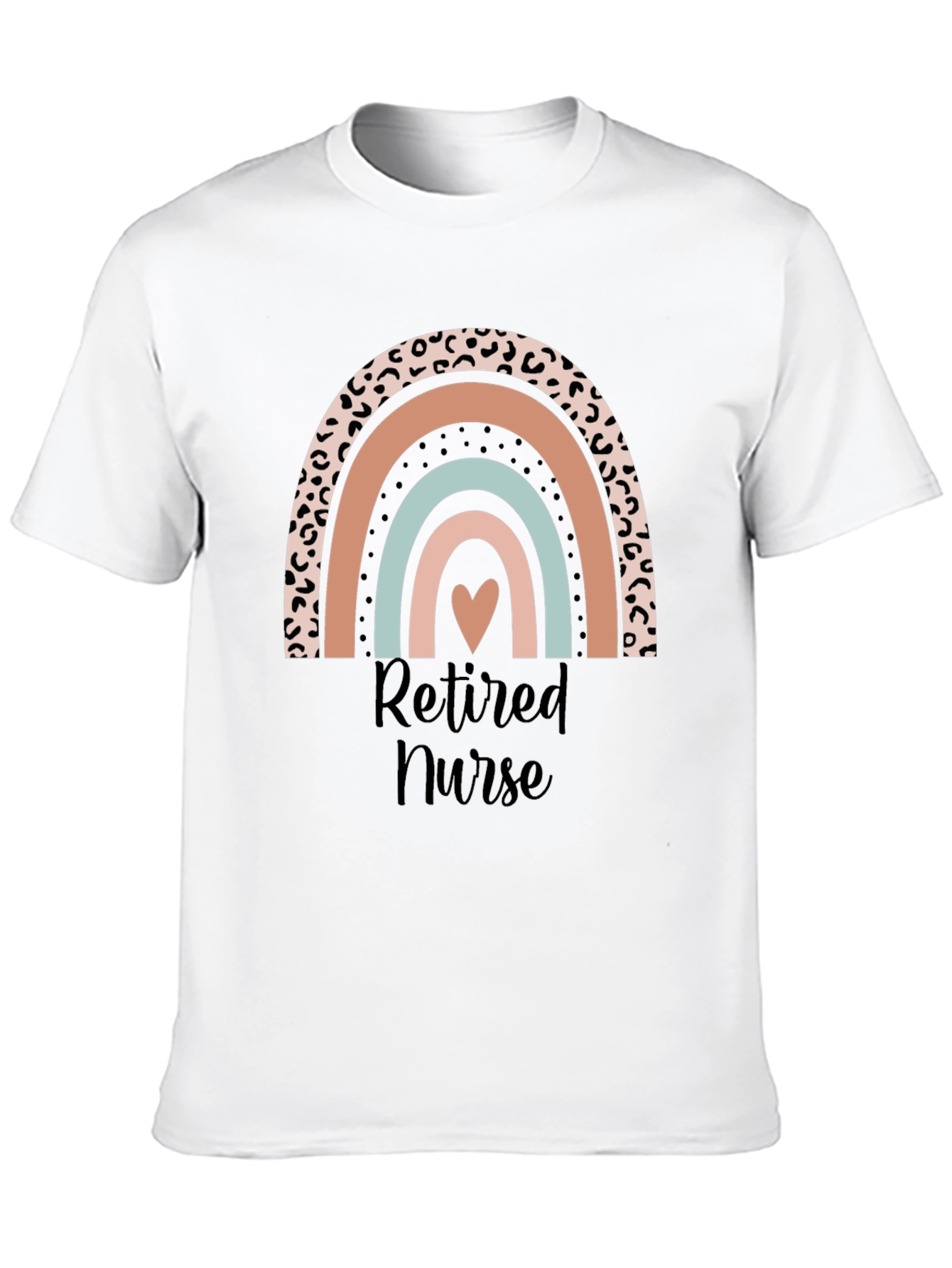 Retired Nurse Rainbow Heart Graphic T-Shirt