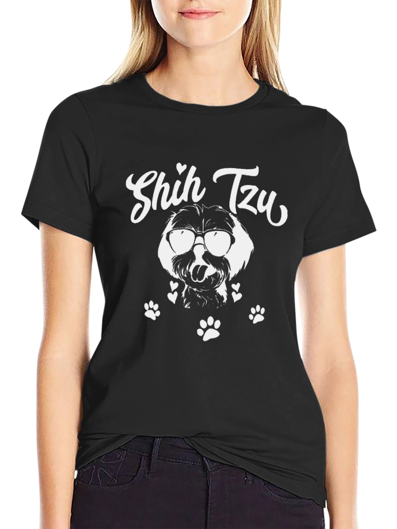 Shih Tzu Dog Graphic T-Shirt - Unisex Black Tee