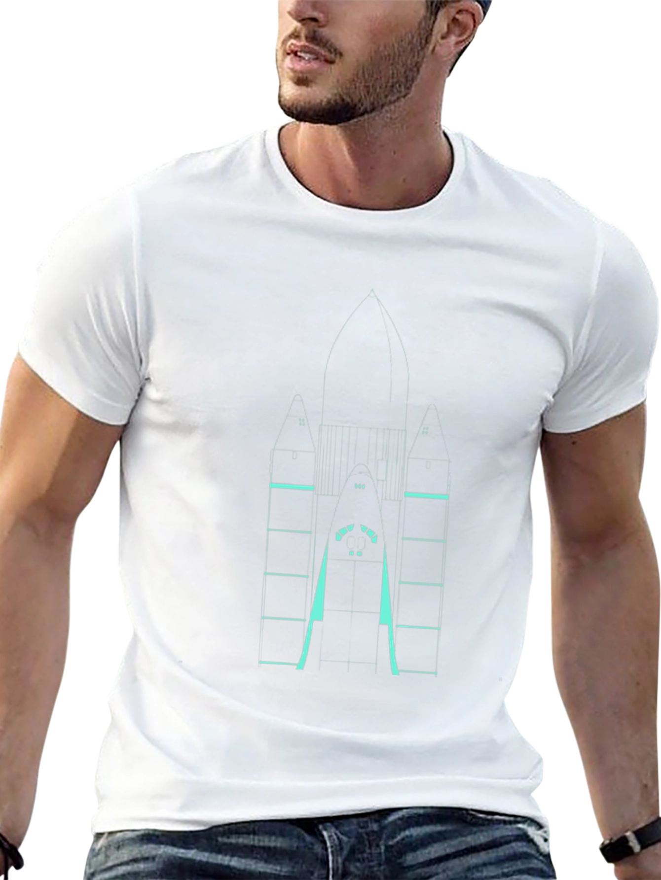 Rocket Blueprint T-Shirt - Sci-Fi Style Tee