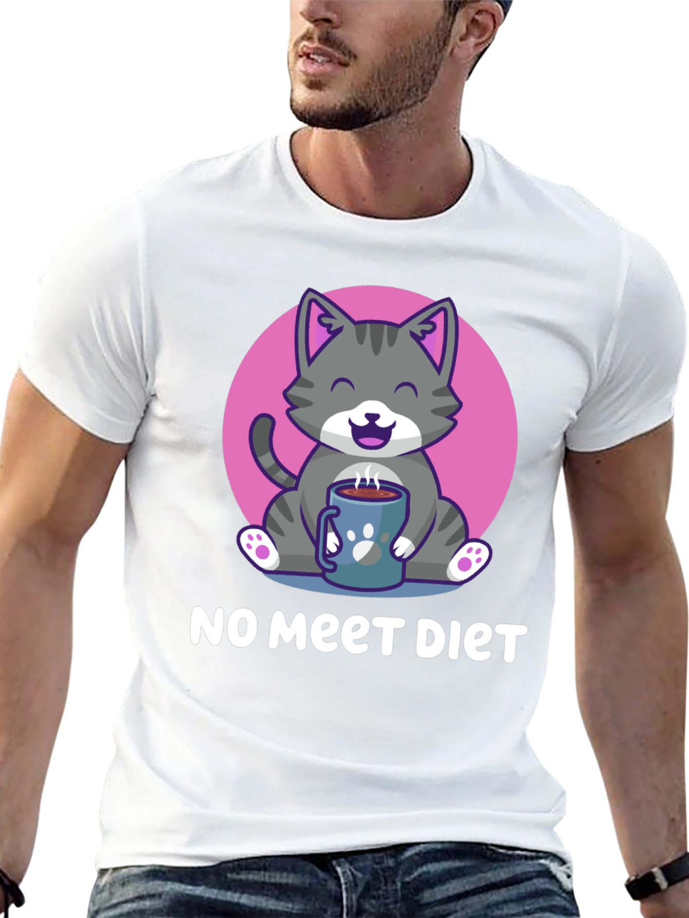 Cute Cat Lover T-Shirt: No Meet Diet