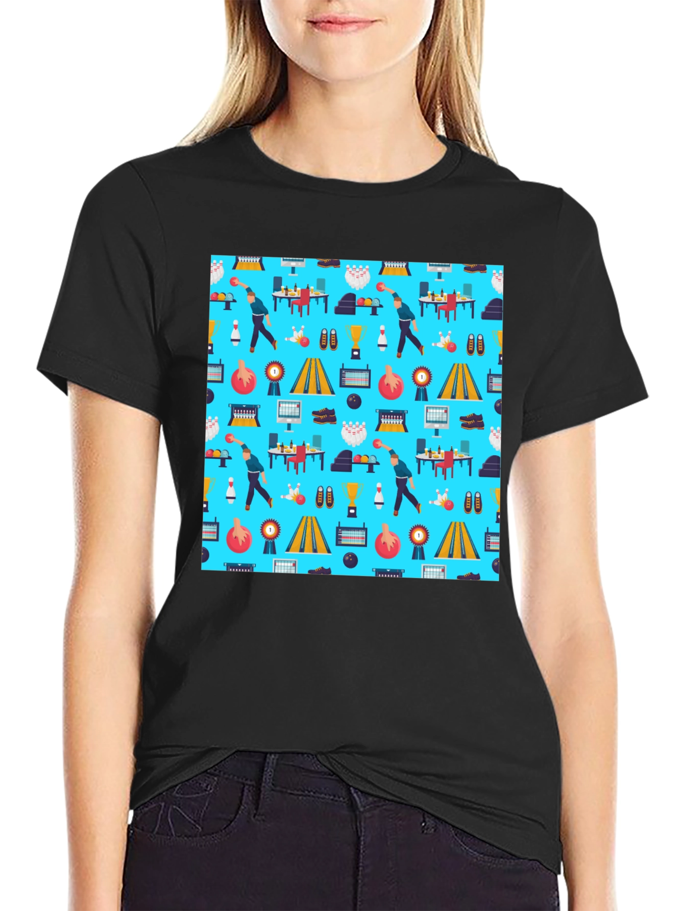 Bowling Pattern T-Shirt - Unique Design Comfortable Fit