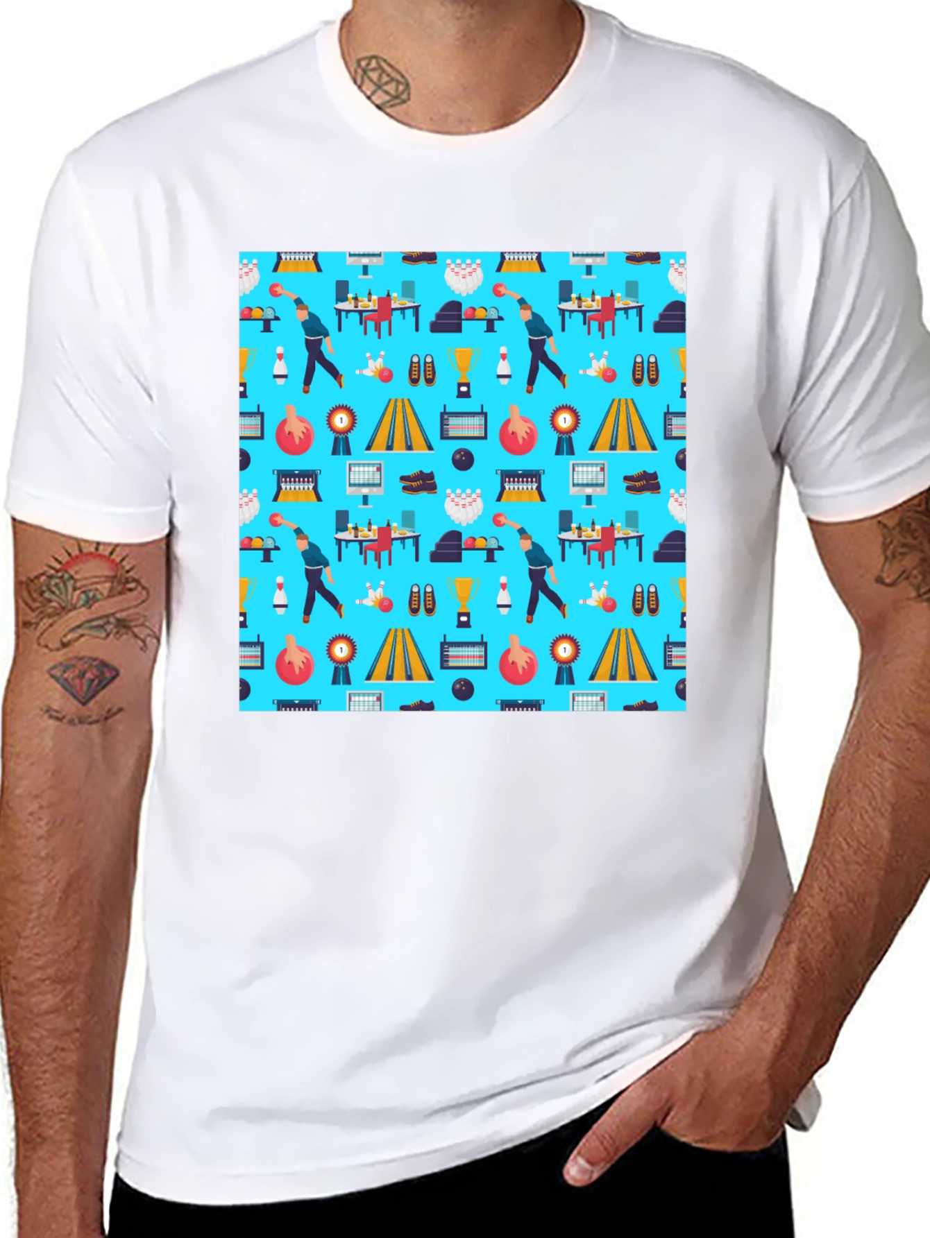Bowling Pattern T-Shirt - Unique Design Comfortable Fit