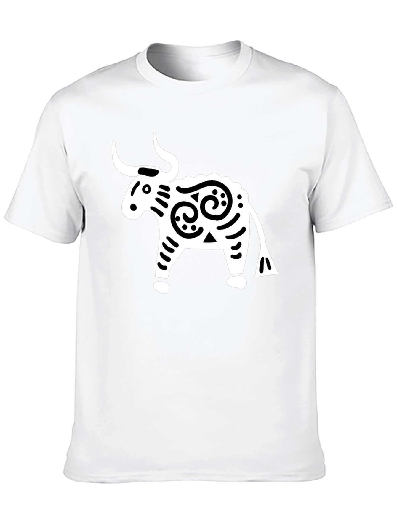 Stylized Bull Graphic Tee - Black