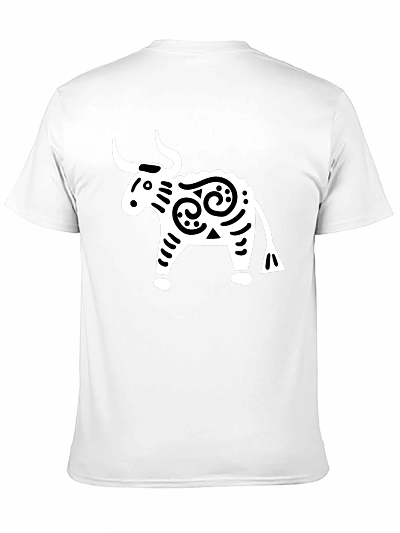 Stylized Bull Graphic Tee - Black