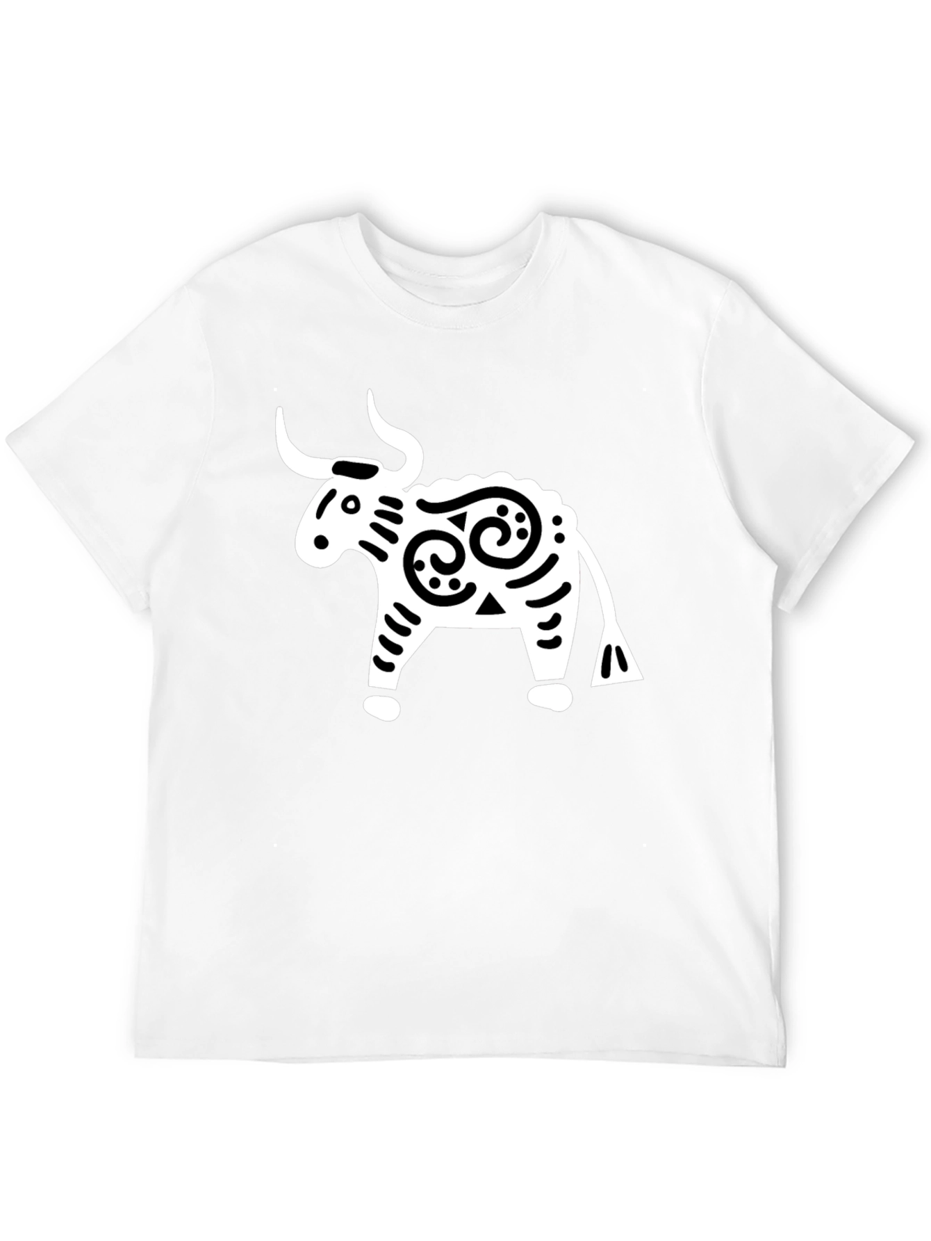 Stylized Bull Graphic Tee - Black