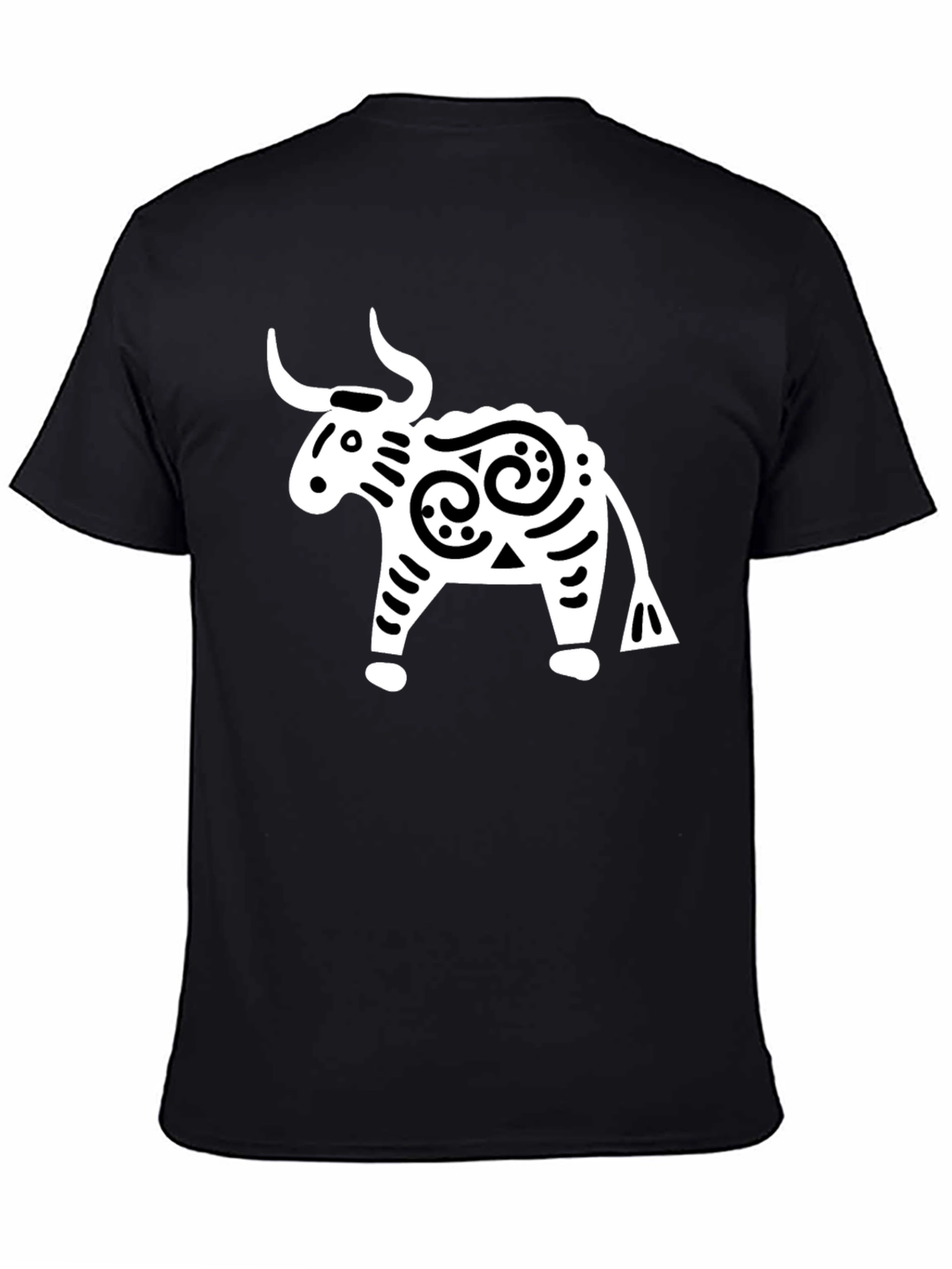 Stylized Bull Graphic Tee - Black