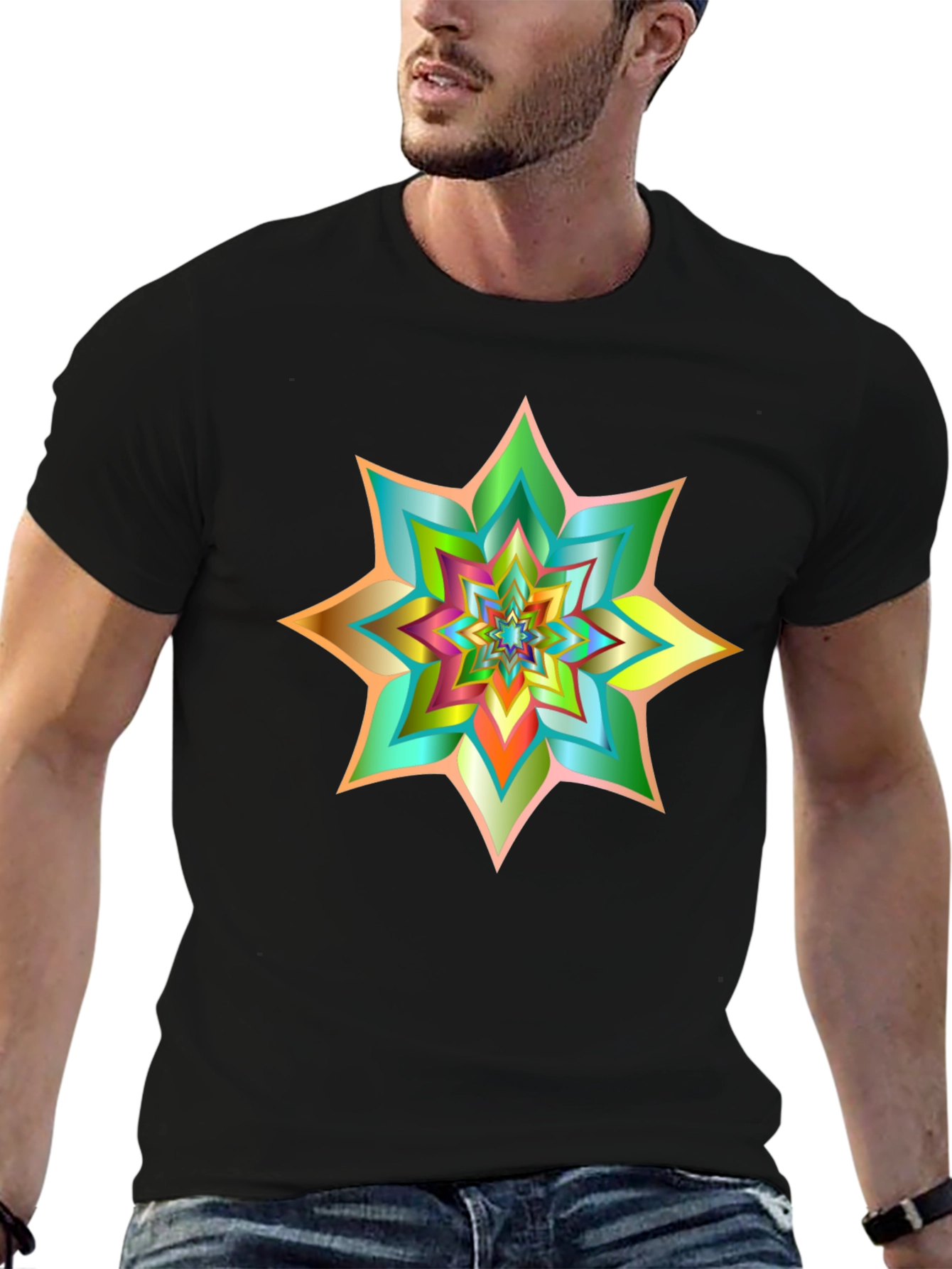 Abstract Geometric Starburst Graphic Tee