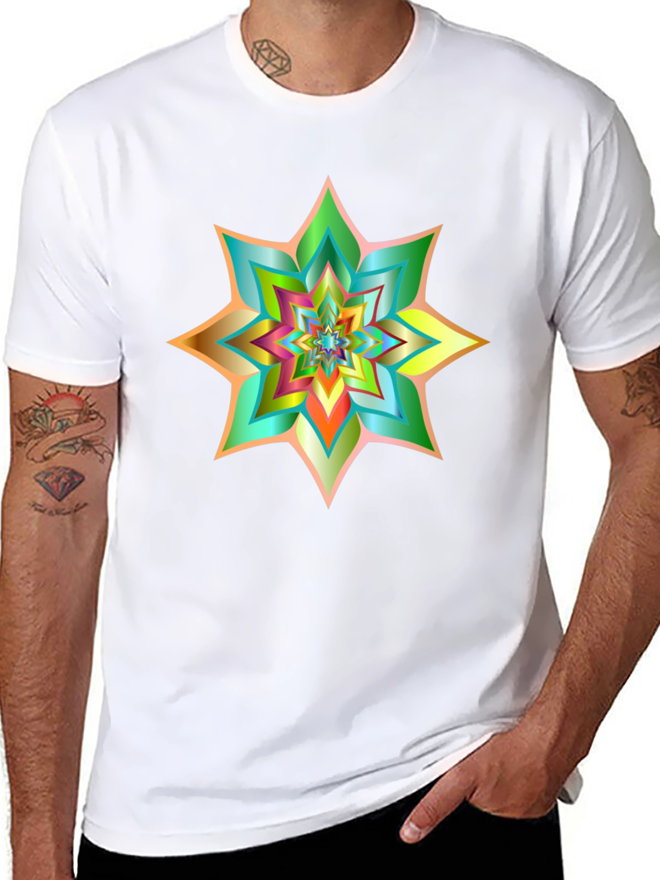 Abstract Geometric Starburst Graphic Tee
