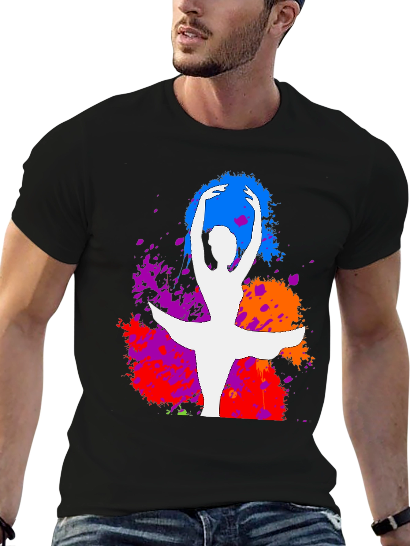 Ballet Dancer Splatter Graphic Tee - Stylish Artistic Design