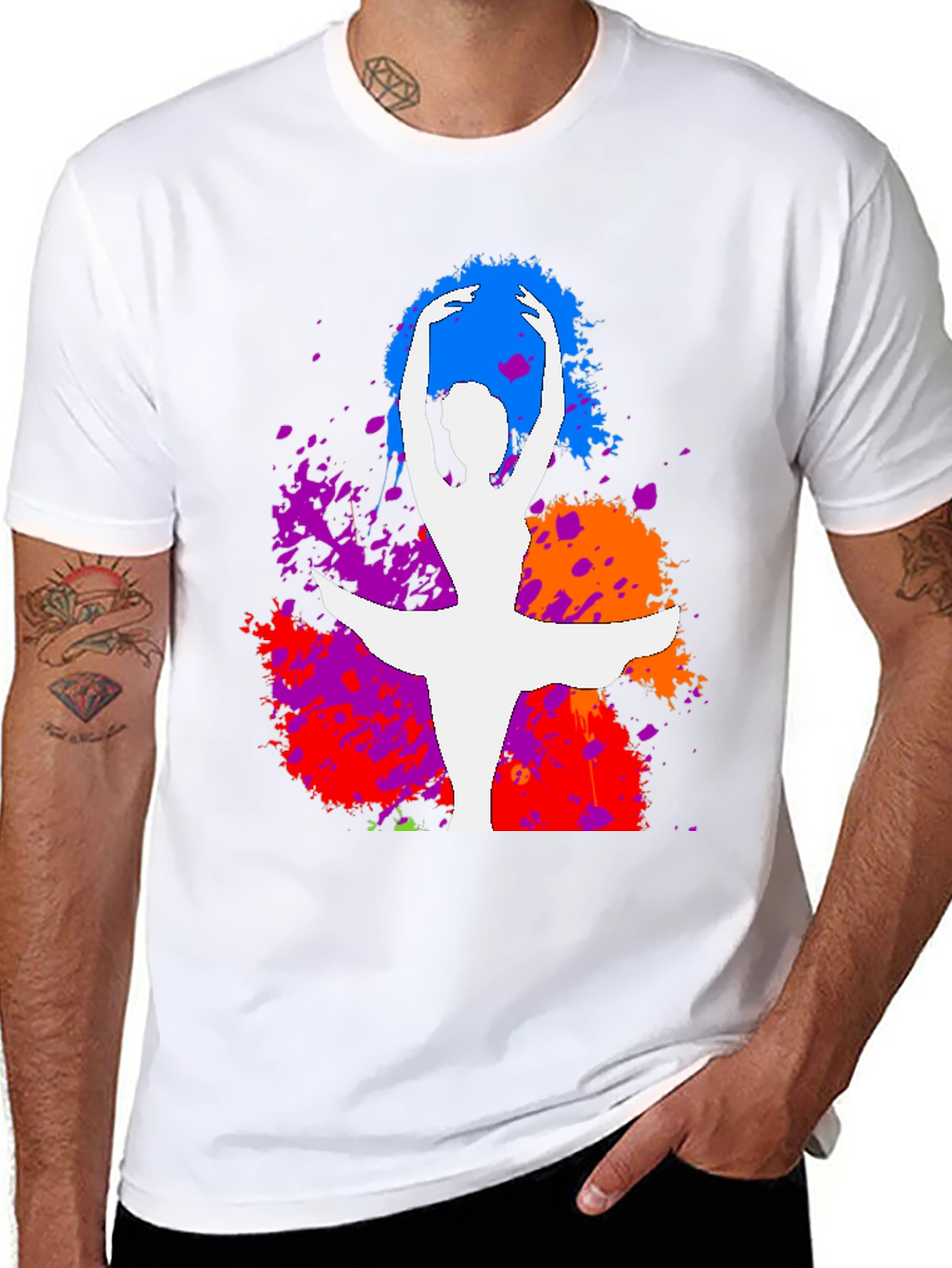 Ballet Dancer Splatter Graphic Tee - Stylish Artistic Design