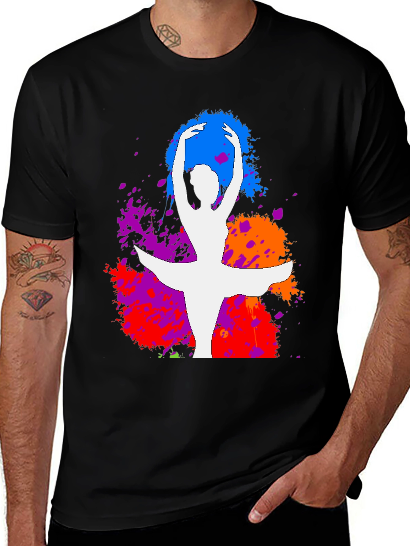 Ballet Dancer Splatter Graphic Tee - Stylish Artistic Design