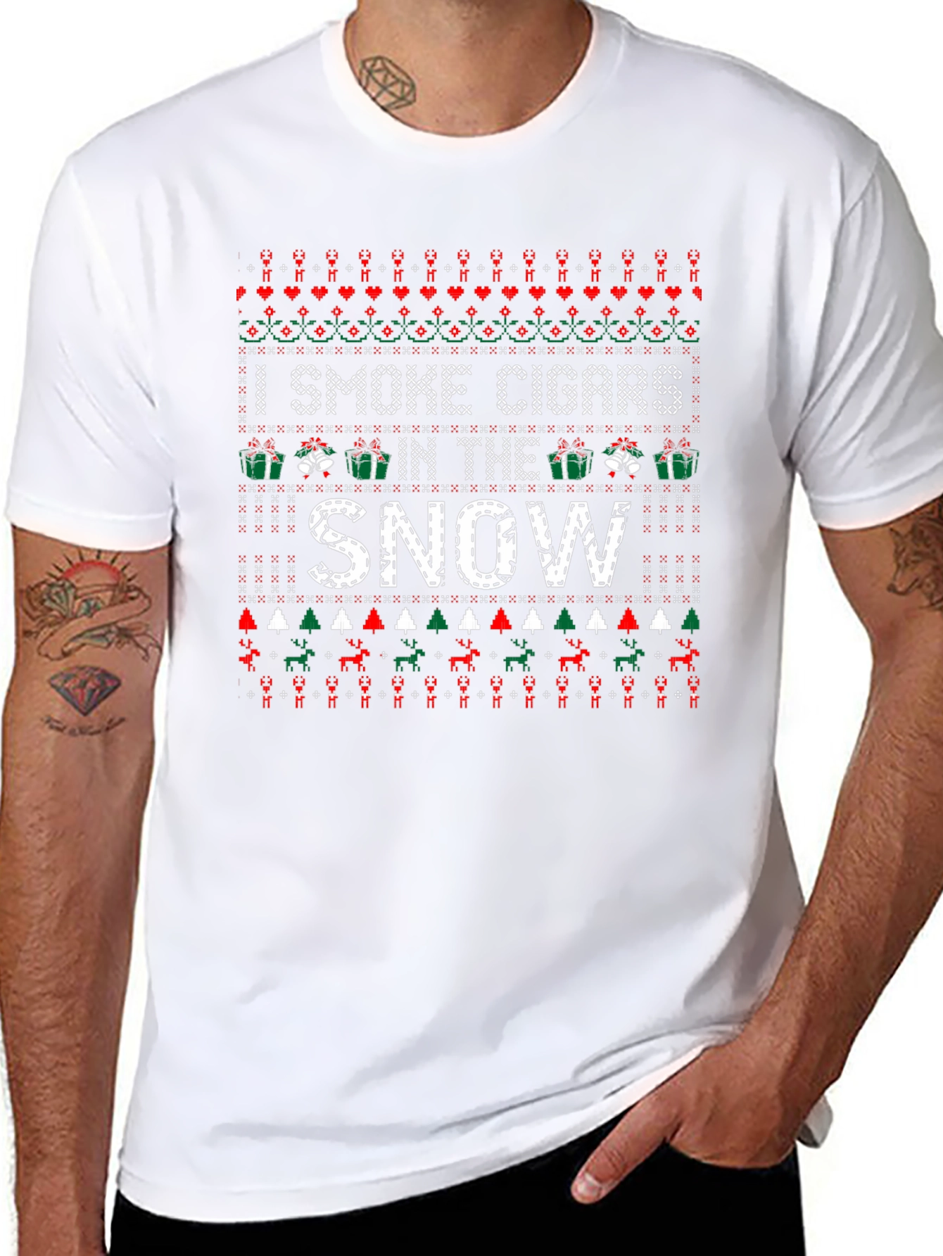 Funny Ugly Christmas Cigar Smoker T-Shirt