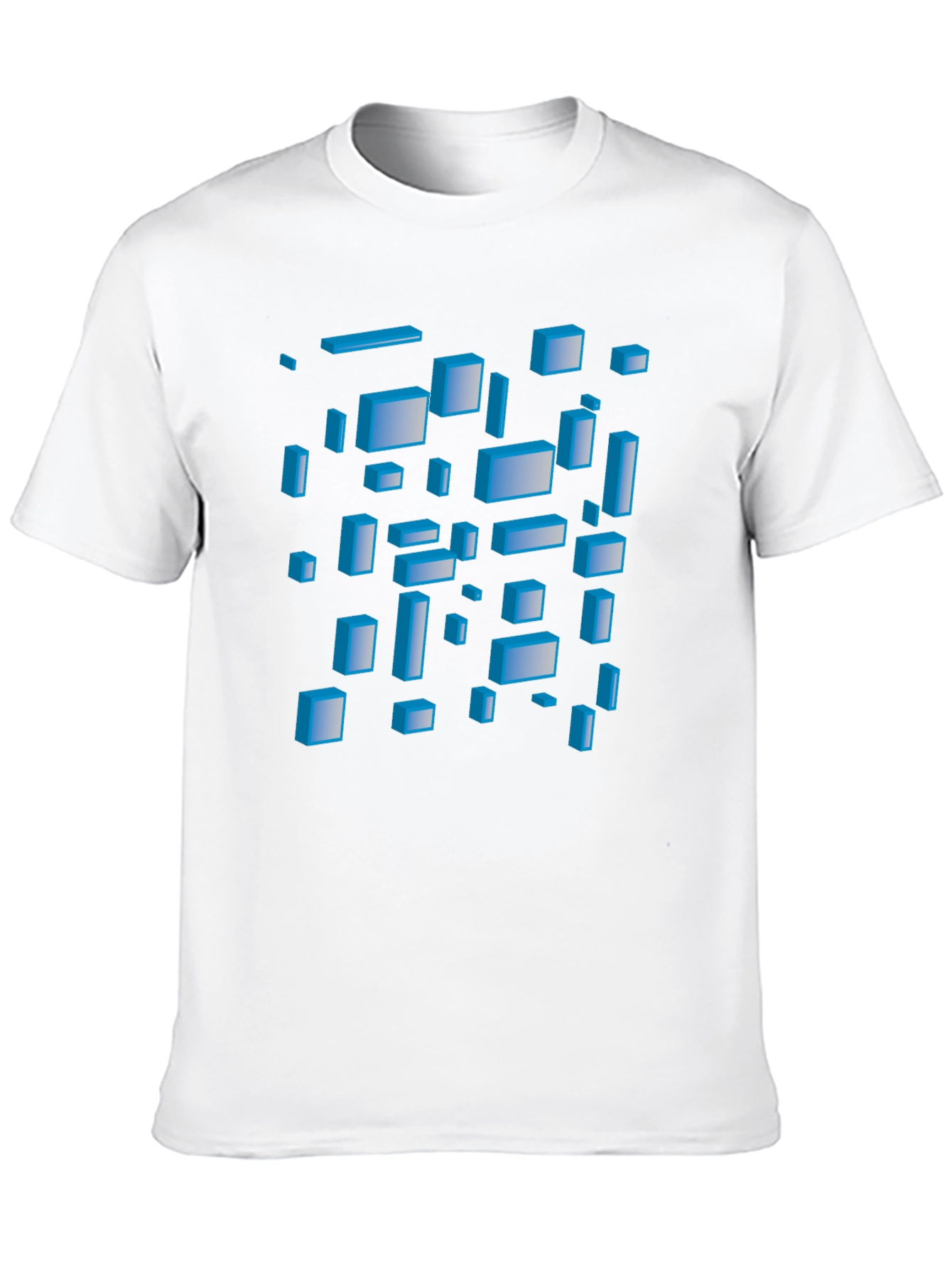 Abstract 3D Blocks Graphic T-Shirt - Black