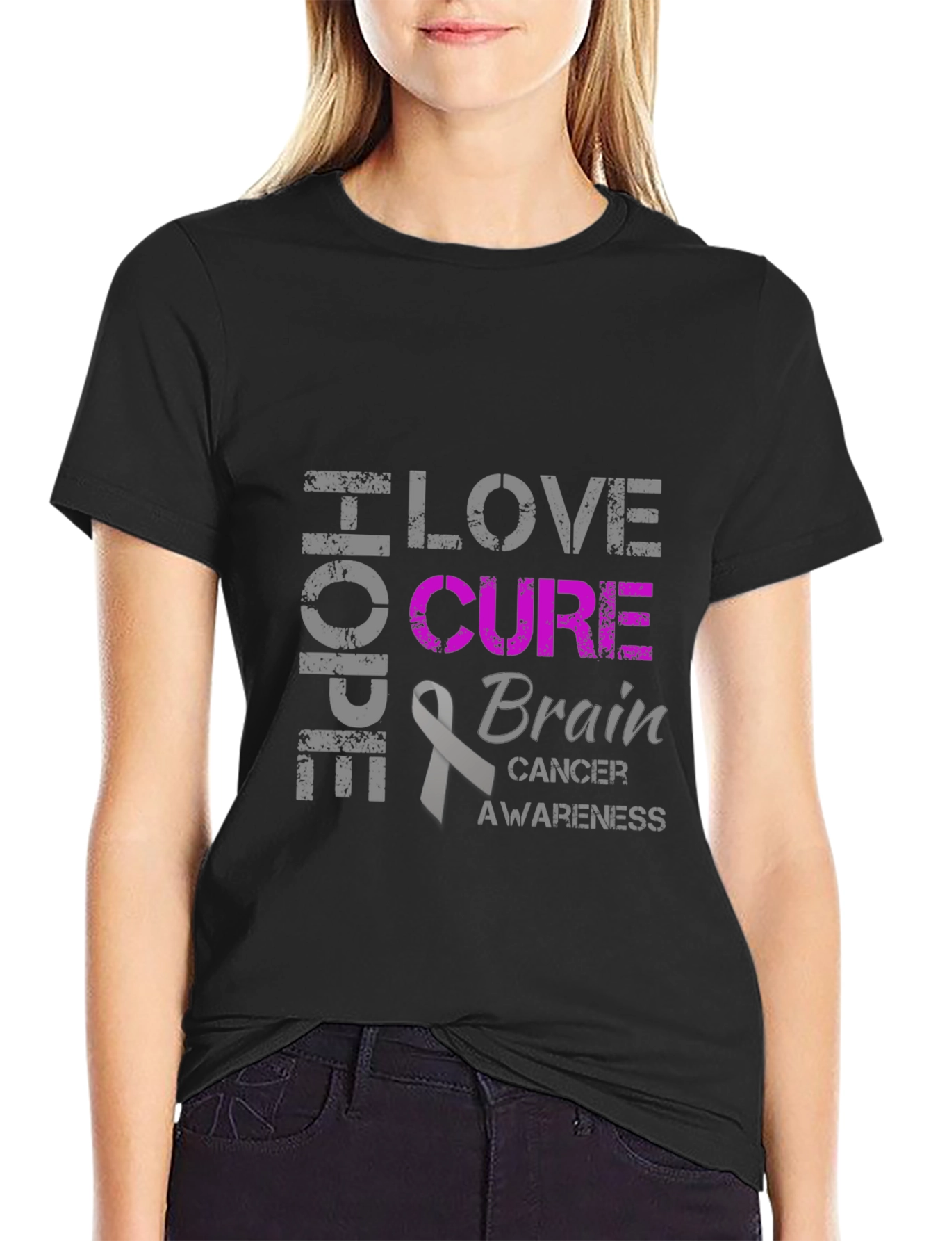 Brain Cancer Awareness T-Shirt - Hope Love Cure