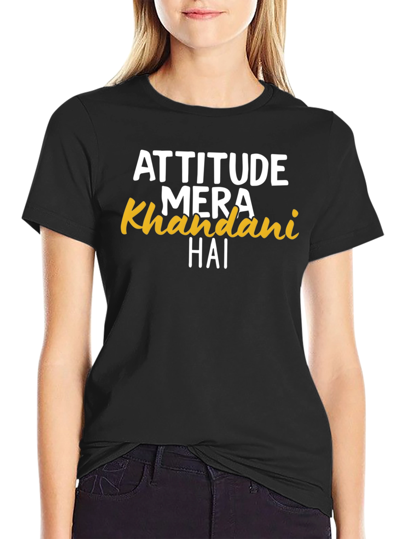 Attitude Mera Khandani Hai Black Graphic Tee