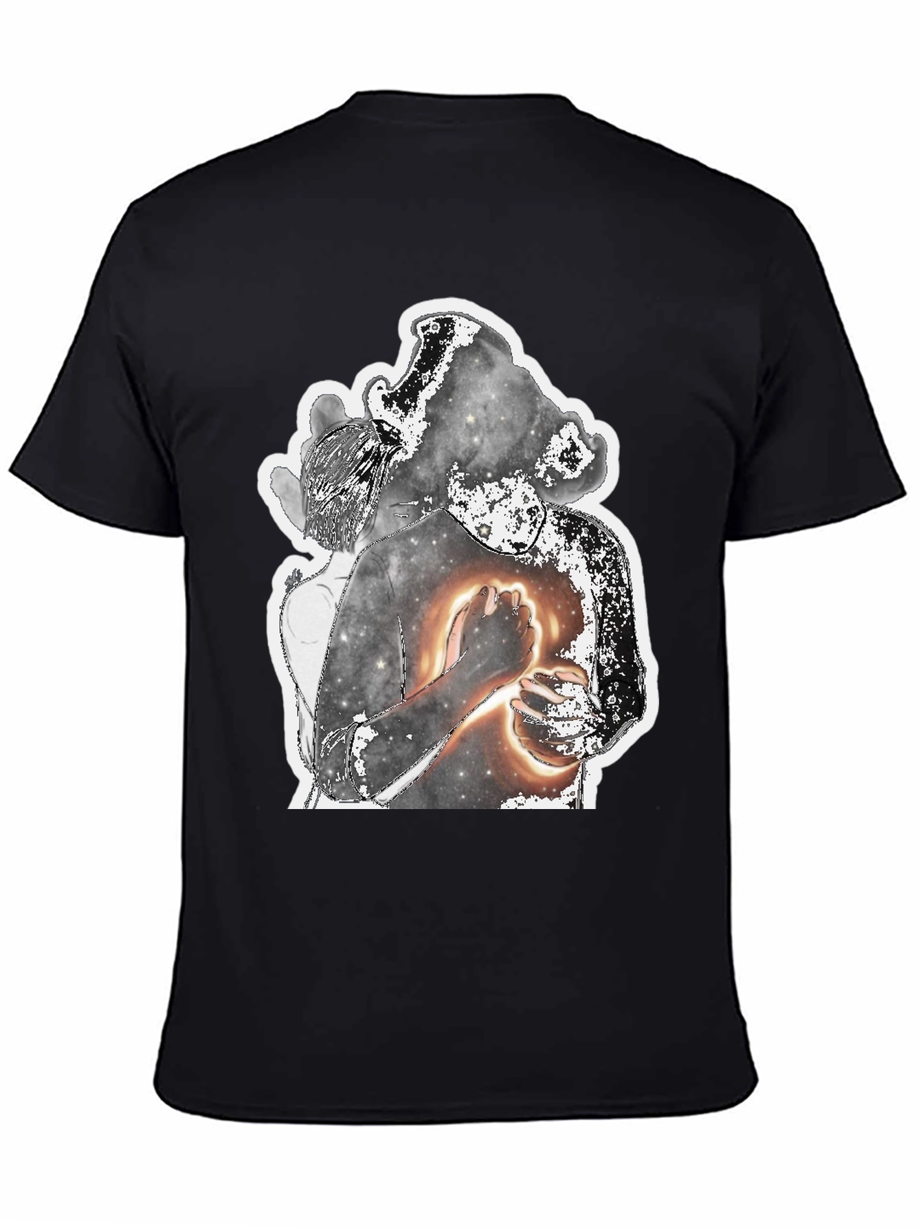 Abstract Galaxy Couple Graphic Tee - Black