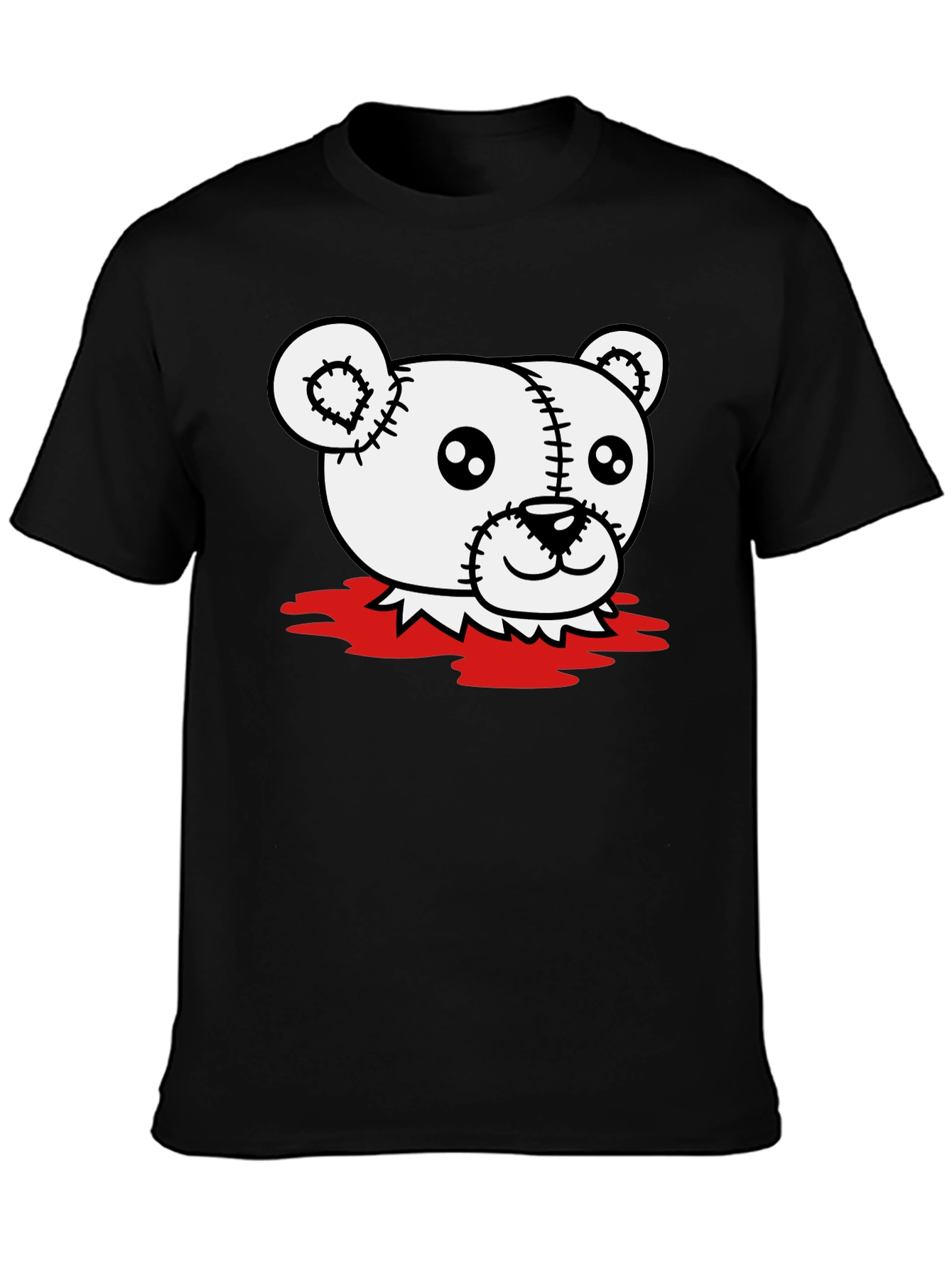 Creepy Teddy Bear Graphic T-Shirt - Black