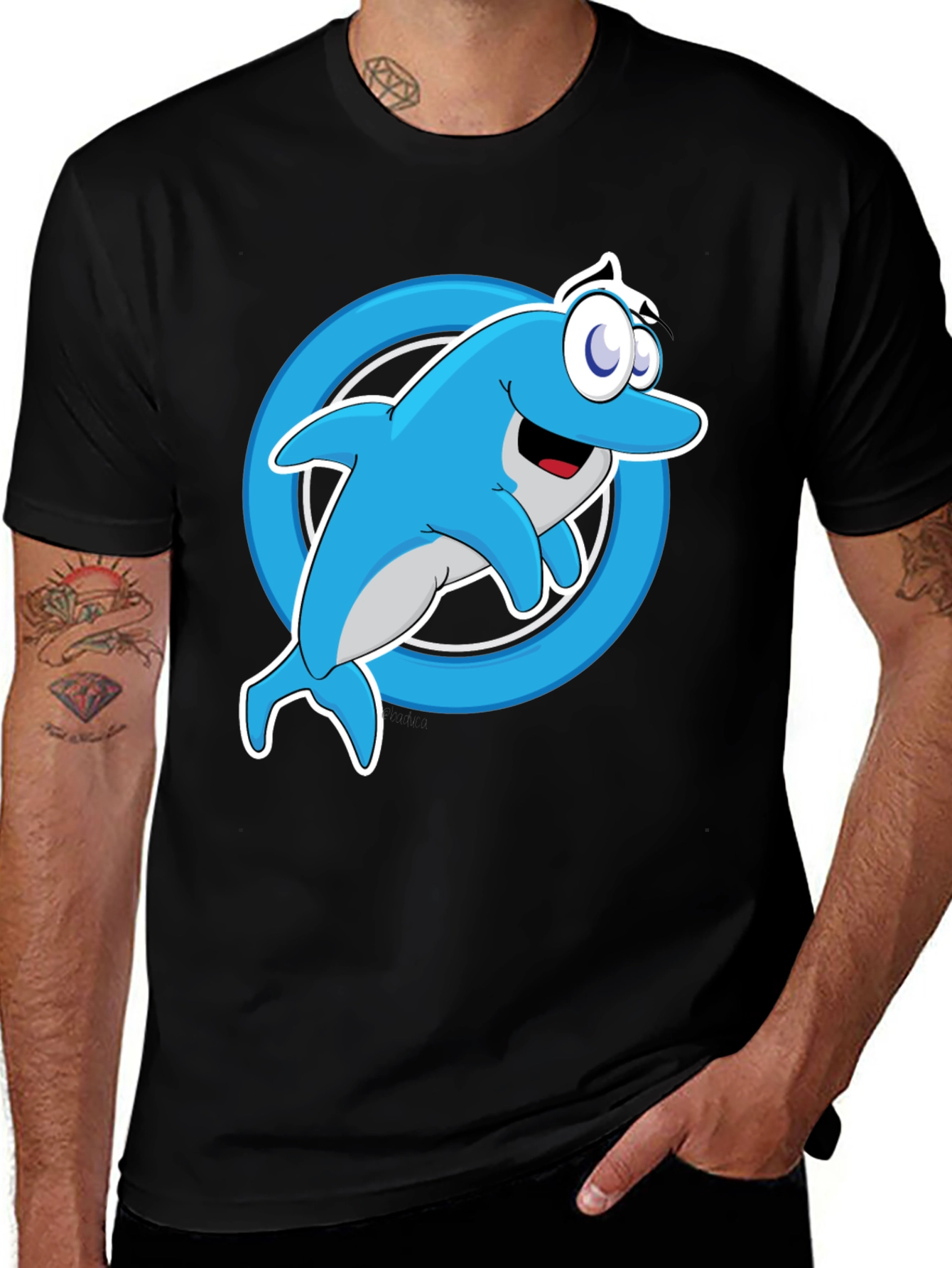 Cartoon Dolphin Graphic T-Shirt