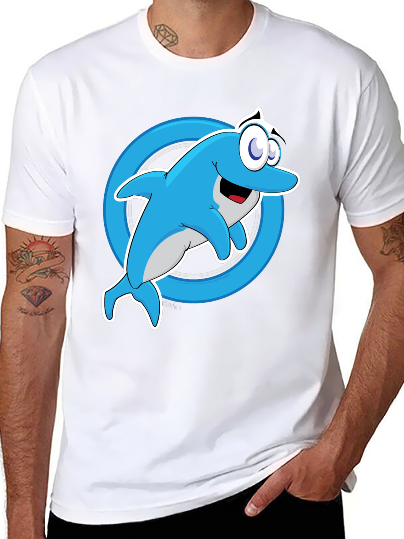 Cartoon Dolphin Graphic T-Shirt