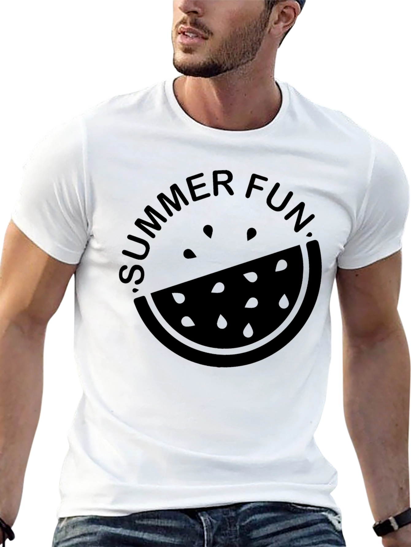 Summer Fun Watermelon Graphic Tee - Casual Black T-Shirt