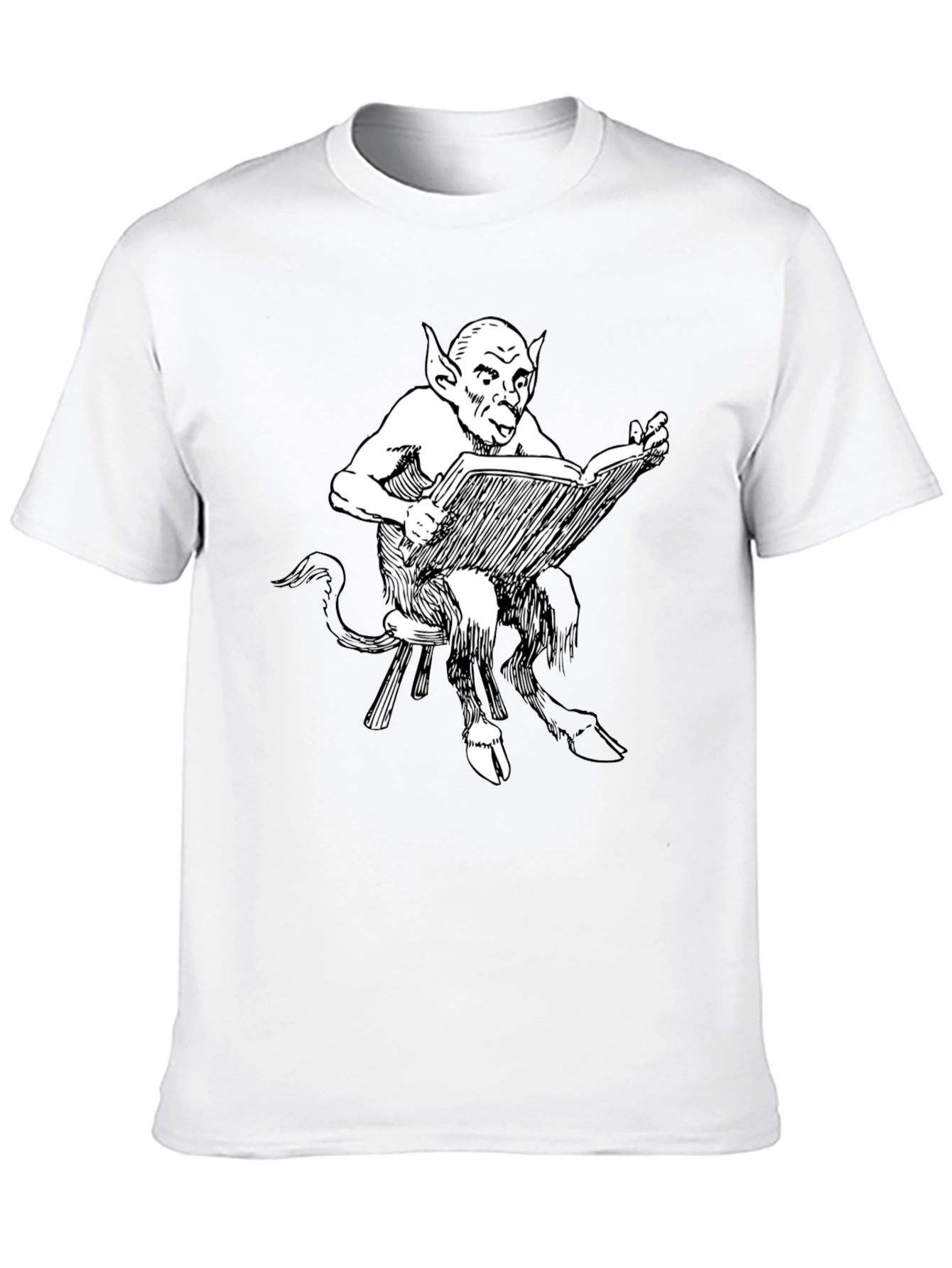 Satyr Reading Book Black T-Shirt
