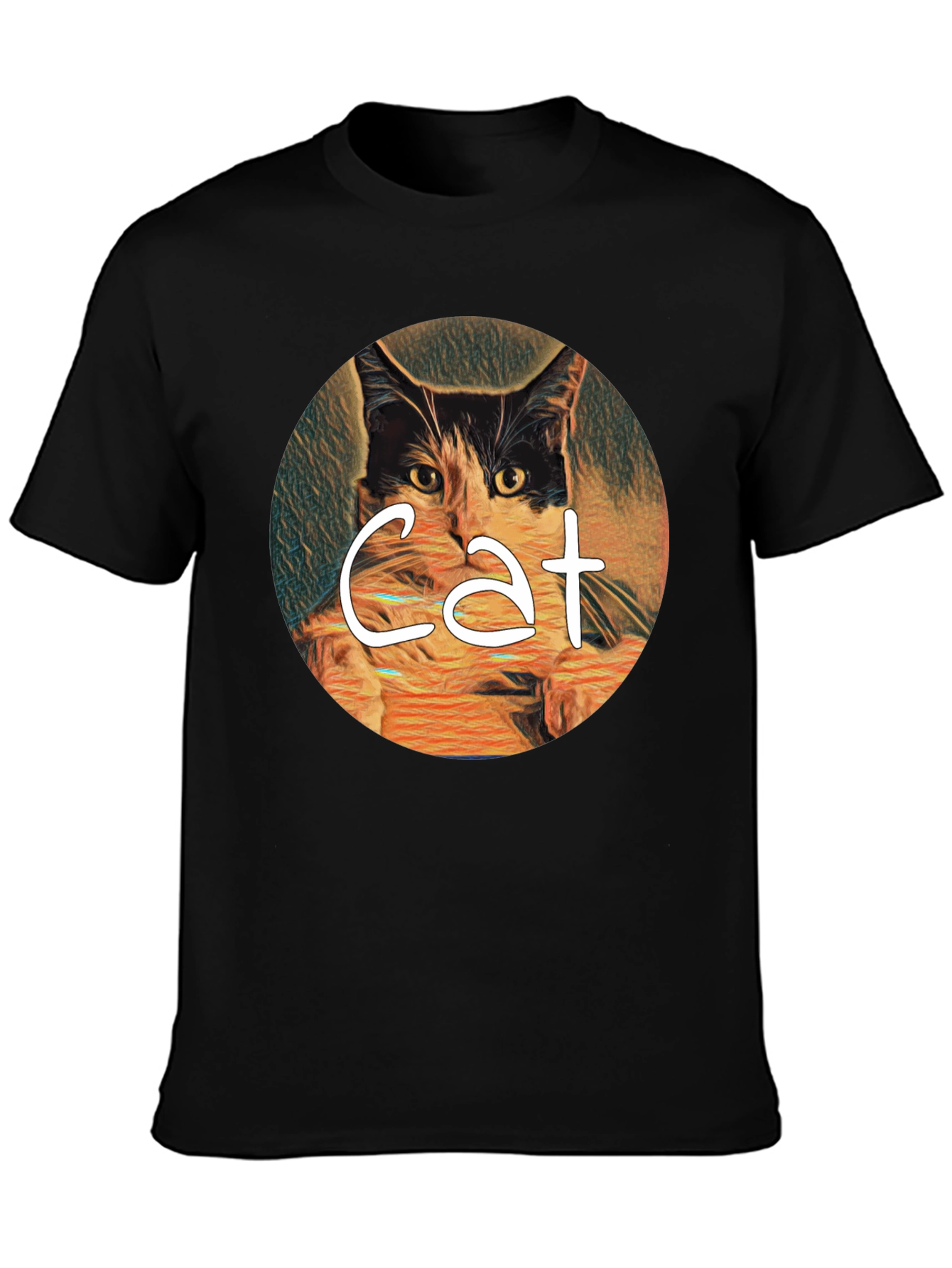 Cat Art Graphic Tee - Mens Black T-Shirt
