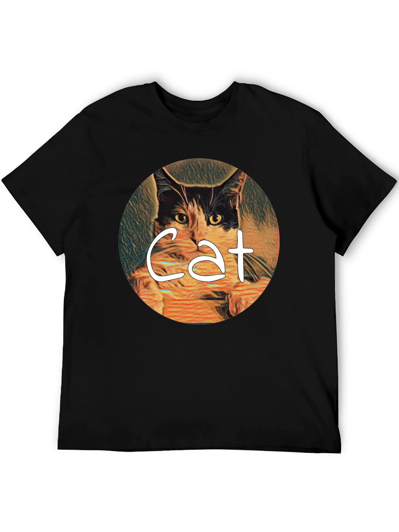 Cat Art Graphic Tee - Mens Black T-Shirt
