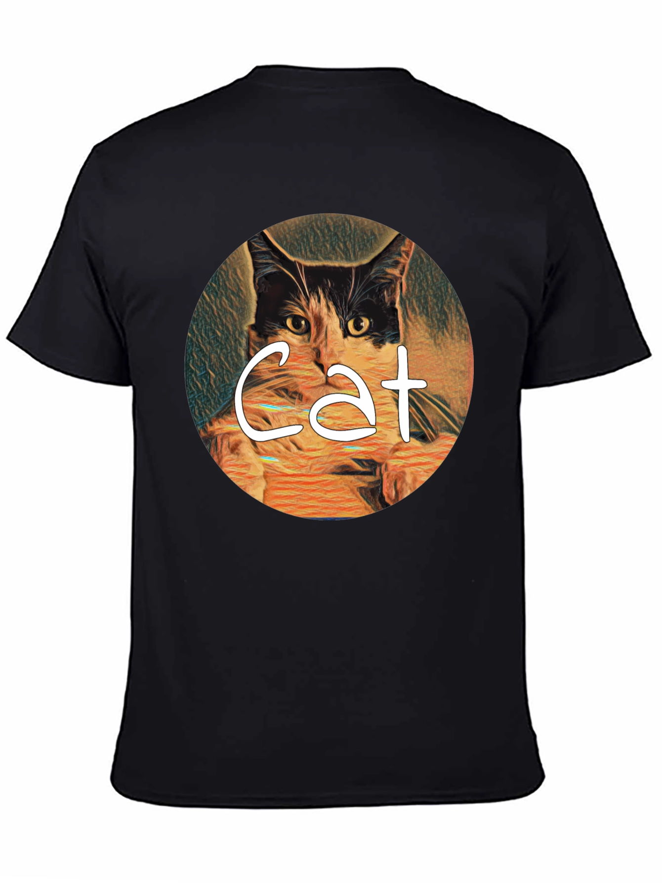 Cat Art Graphic Tee - Mens Black T-Shirt